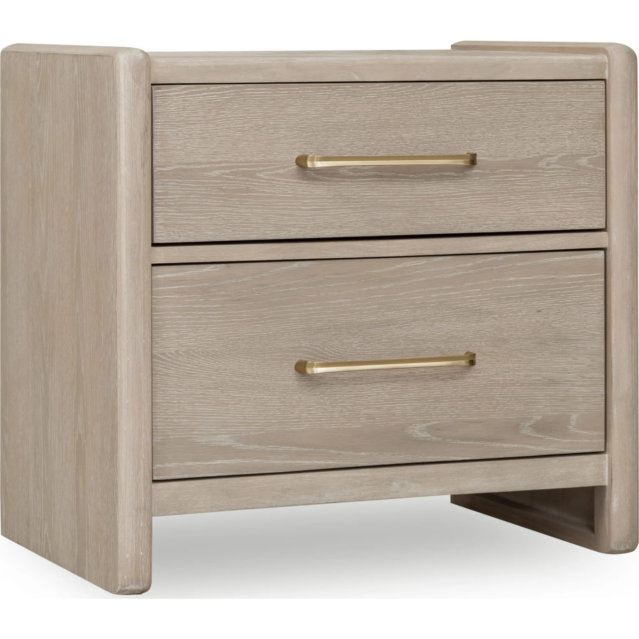 Gardenia 2 Drawer Oak Wood Nightstand in Chai Modus