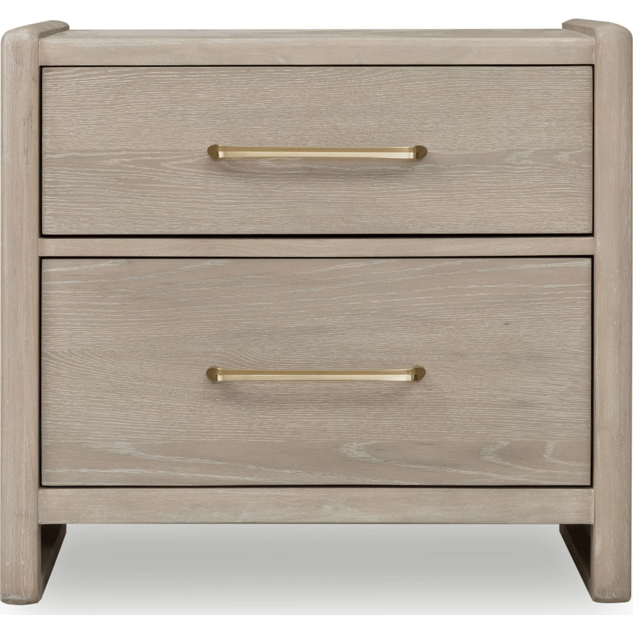 Gardenia 2 Drawer Oak Wood Nightstand in Chai Modus