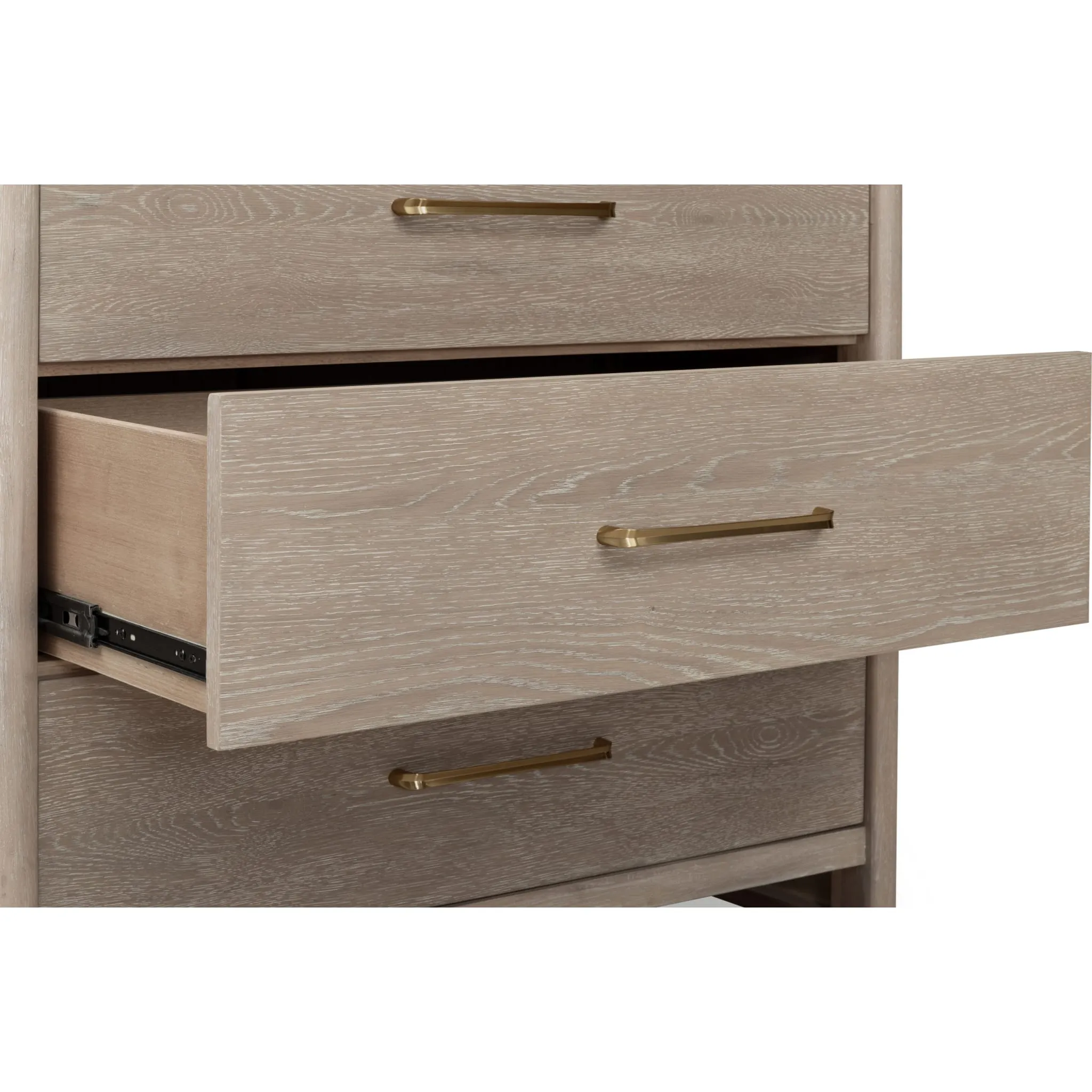 Gardenia Five Drawer Oak Wood Chest in Chai Modus