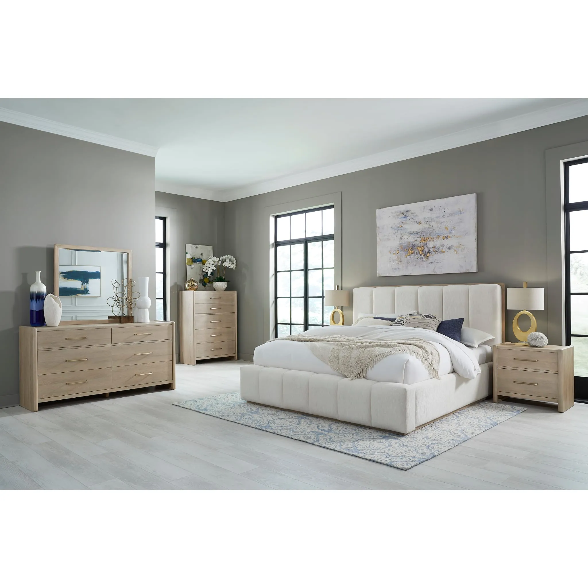 Gardenia Five Drawer Oak Wood Chest in Chai Modus