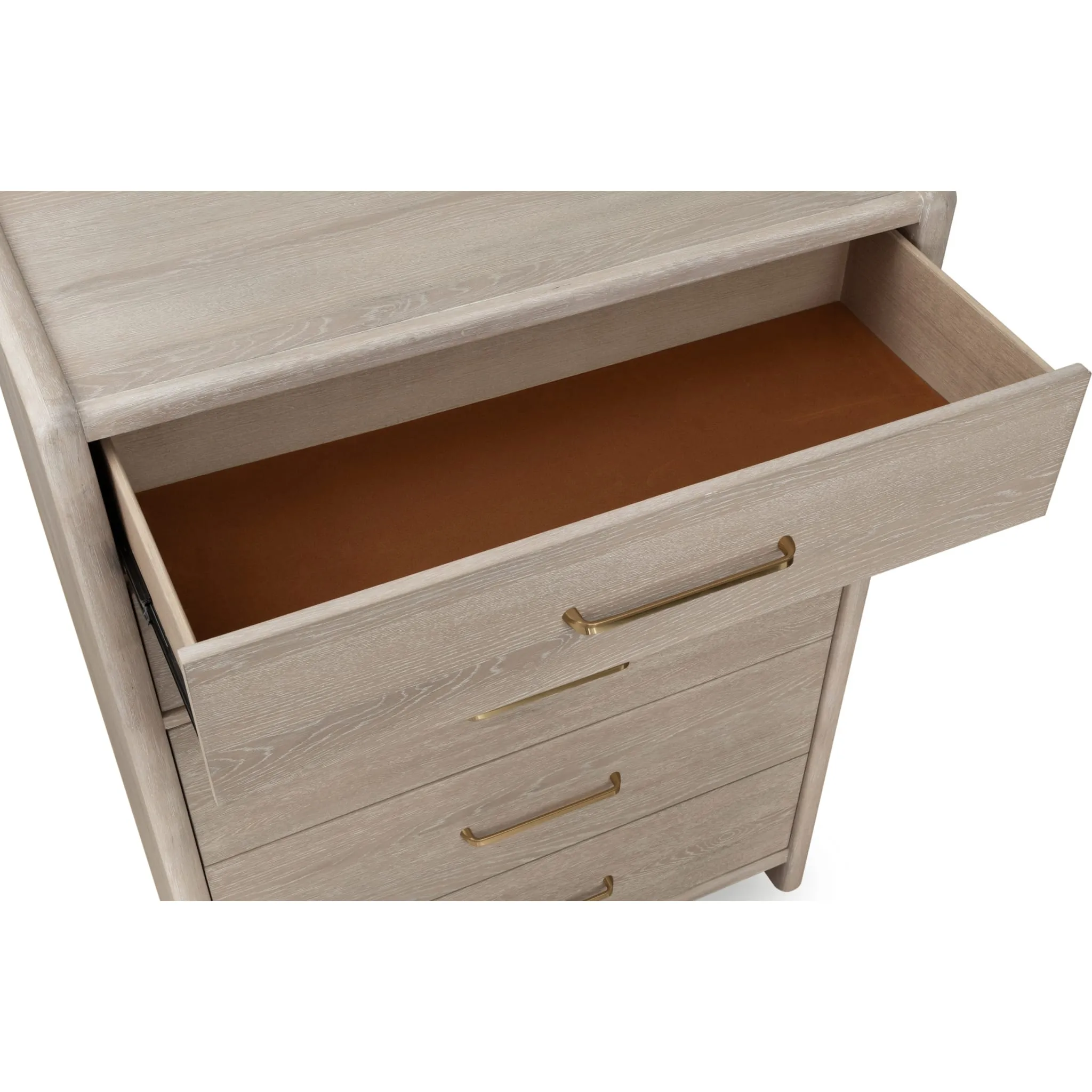 Gardenia Five Drawer Oak Wood Chest in Chai Modus