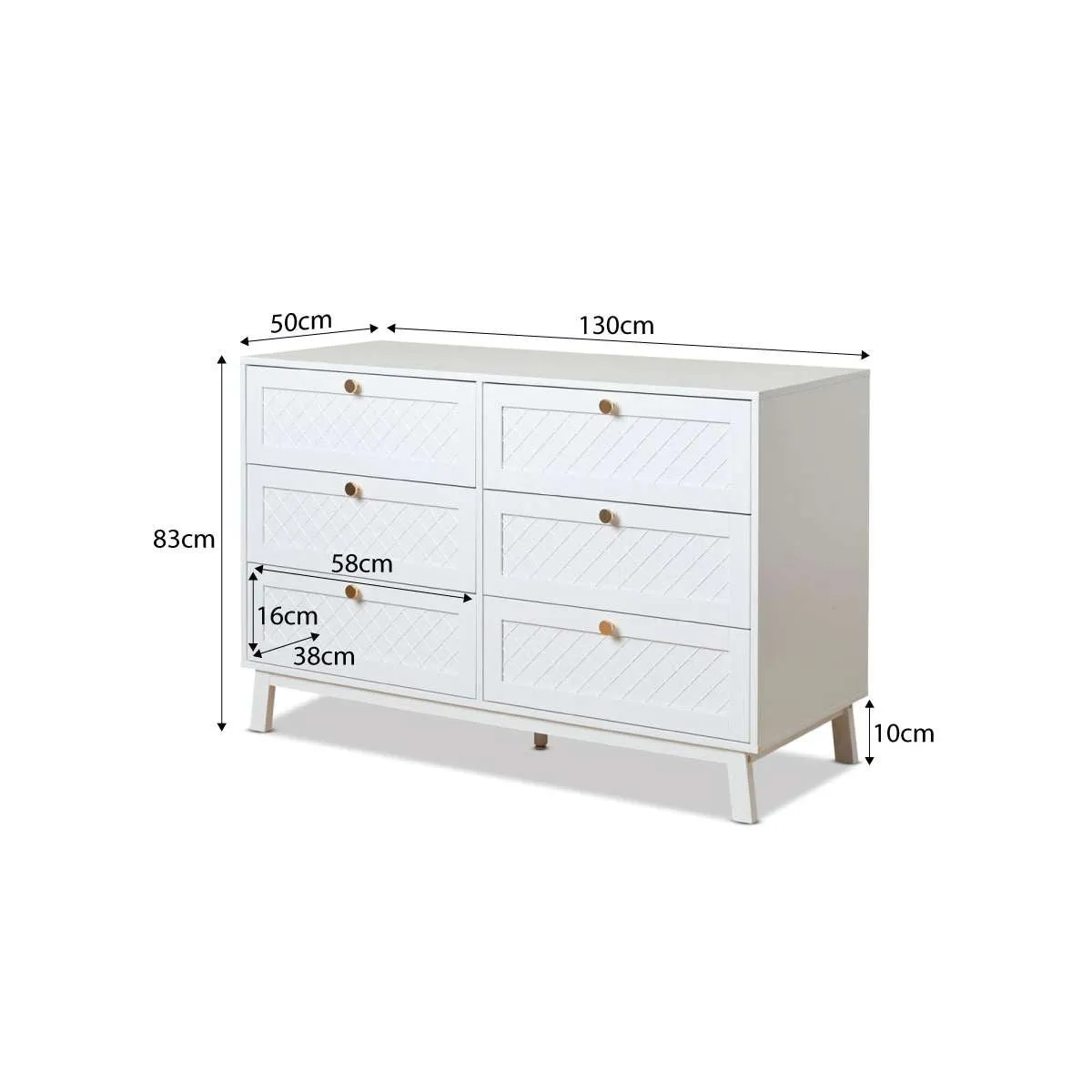 Genevieve Six Drawer Mocka