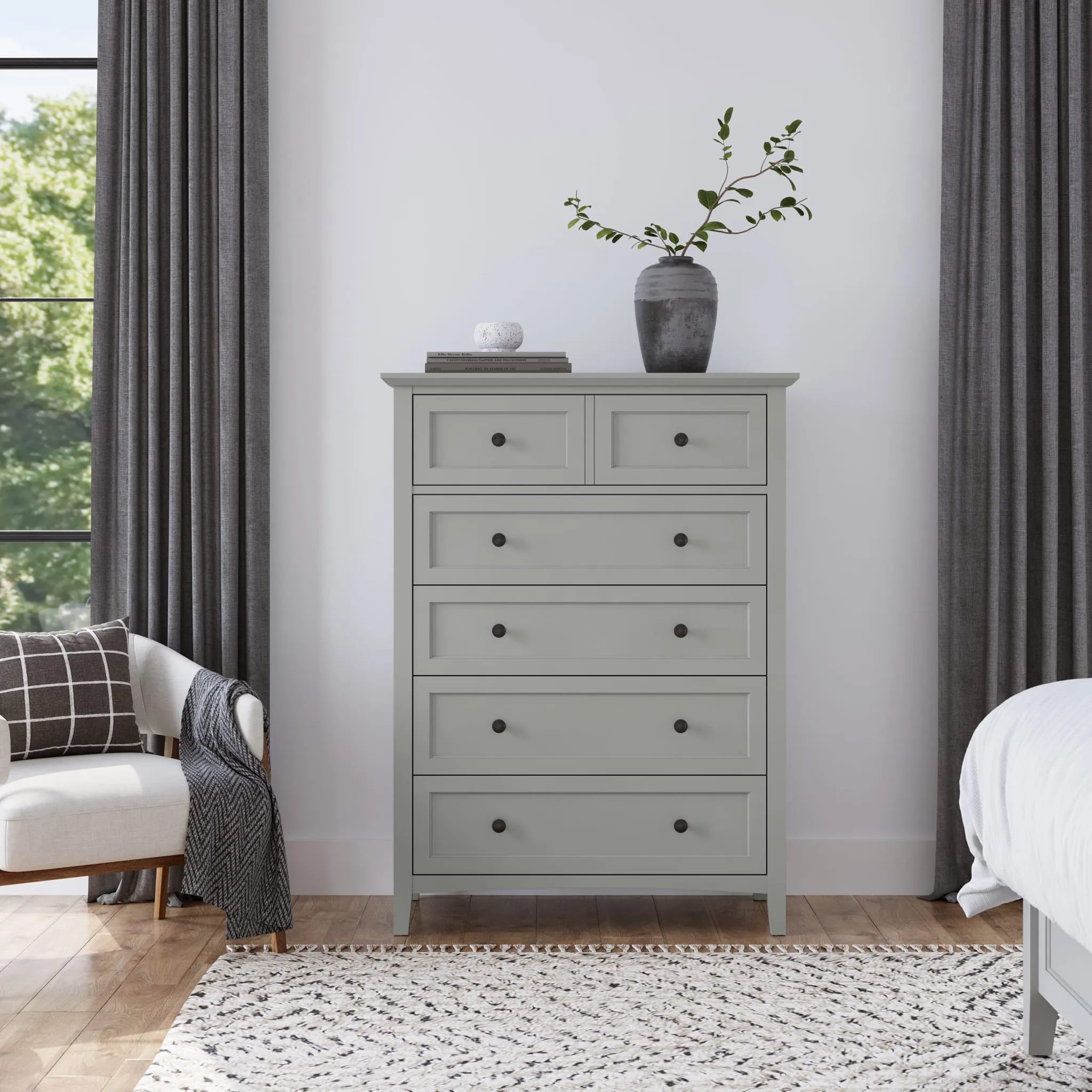 Grace Five Drawer Chest in Elephant Gray (2024) Modus