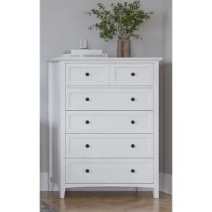 Grace Five Drawer Chest in Snowfall White (2024) Modus