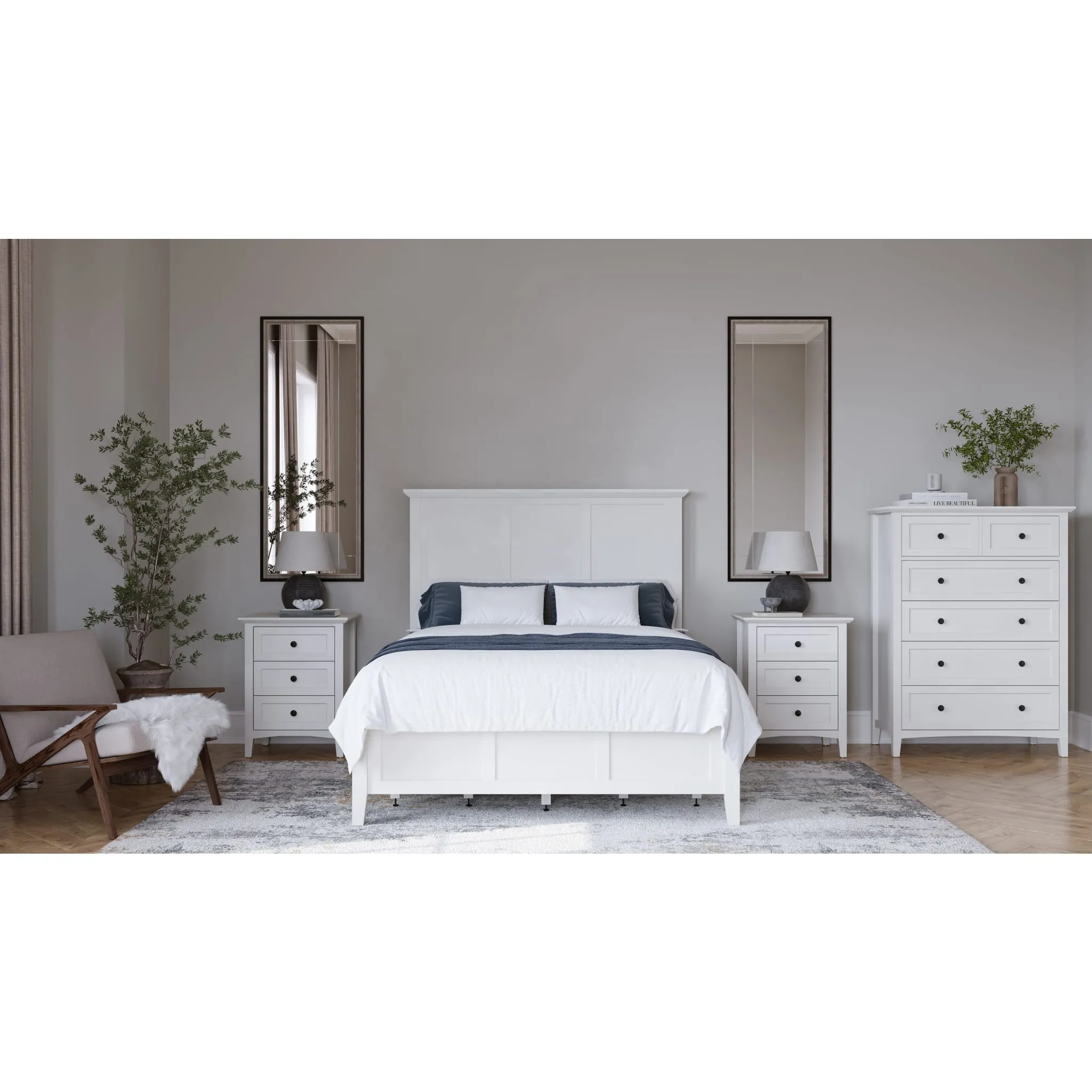 Grace Five Drawer Chest in Snowfall White (2024) Modus