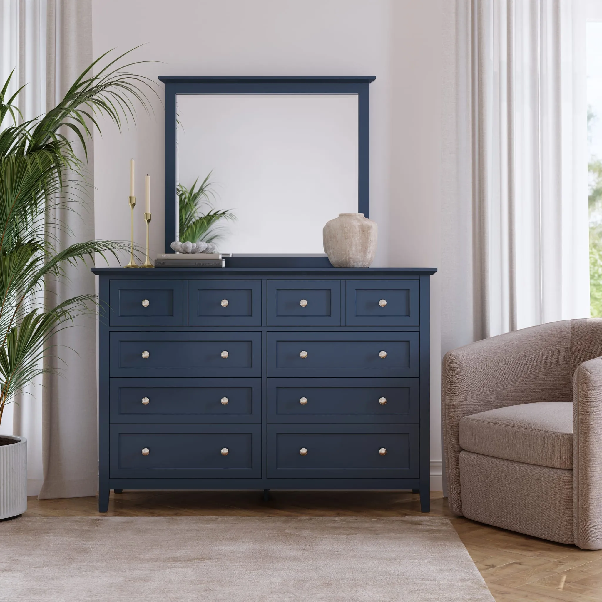 Grace Wall or Dresser Mirror in Blueberry Modus