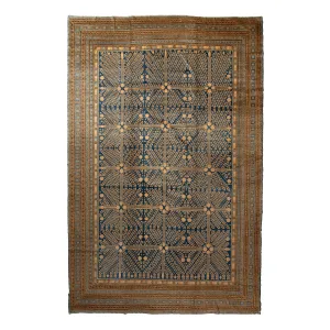 Green Antique East Turkestan Khotan Rug - 12'5" x 20'
