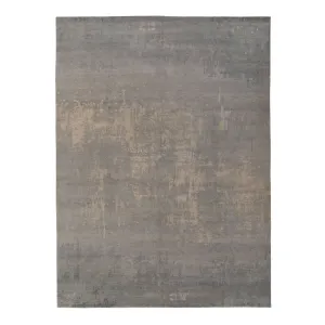 Grey & Cream Aurora Tibetan Contemporary Wool & Silk Rug - 9' x 12'