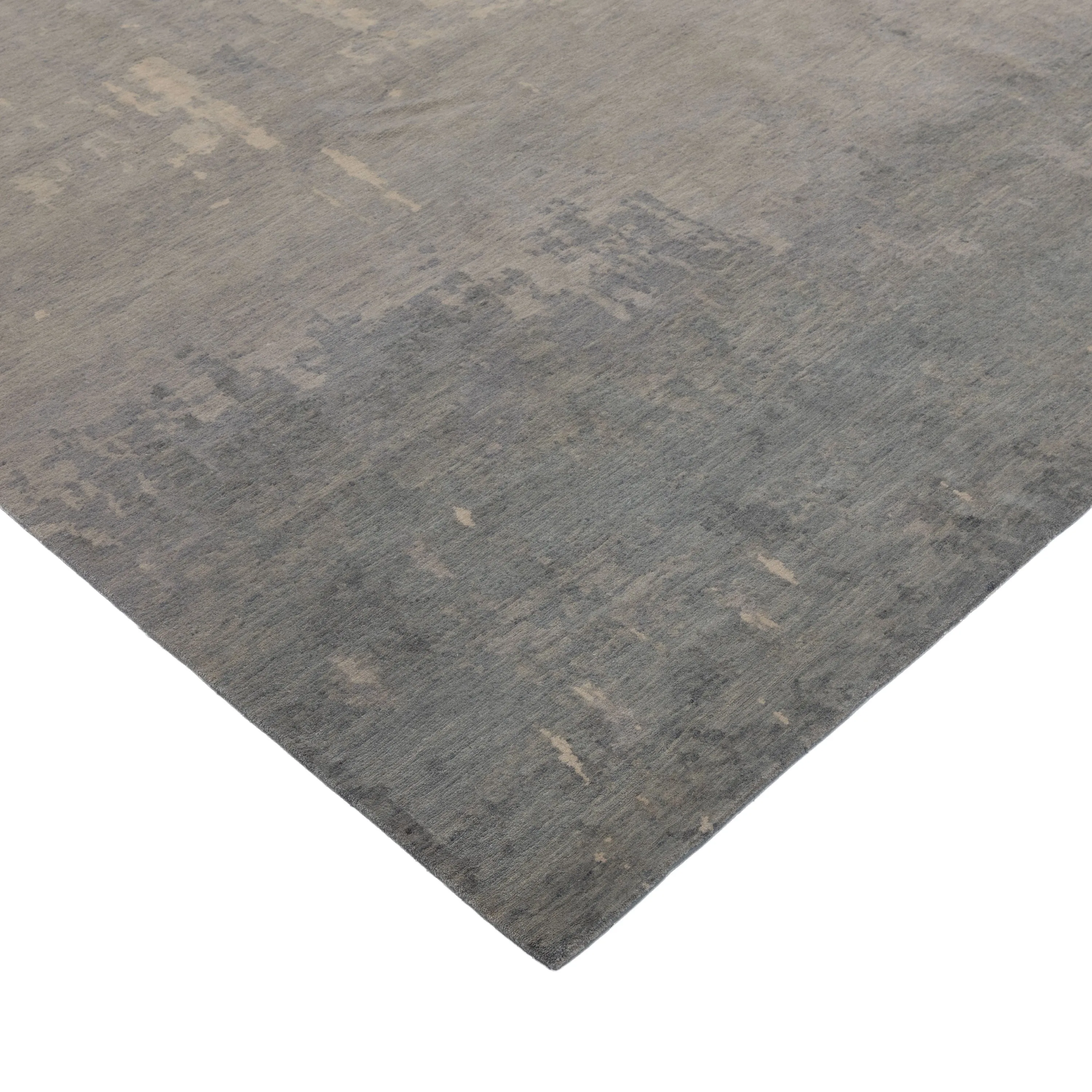Grey & Cream Aurora Tibetan Contemporary Wool & Silk Rug - 9' x 12'