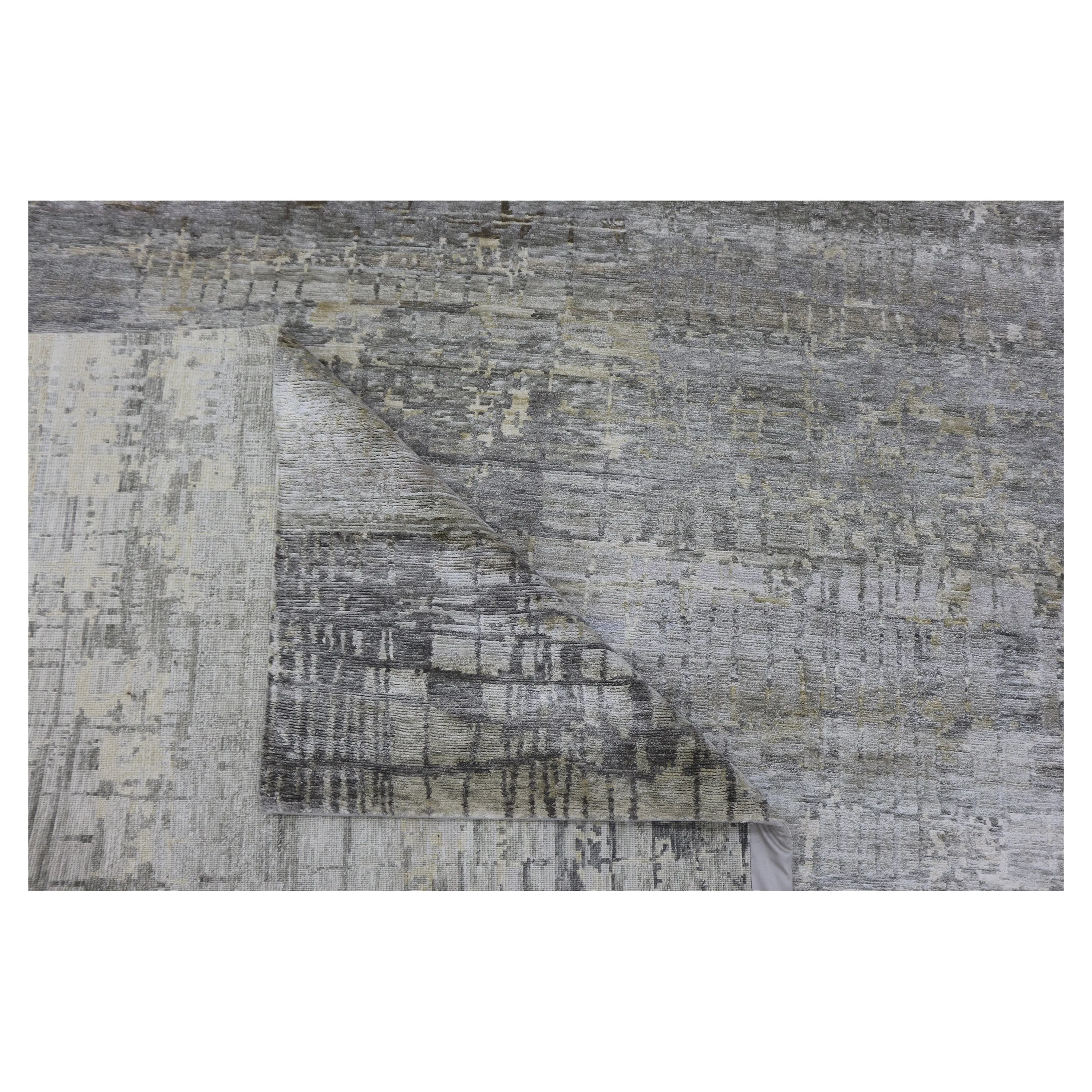 Grey Nu Vibrant Tibetan Silk Rug - 8'11" x 11'10"