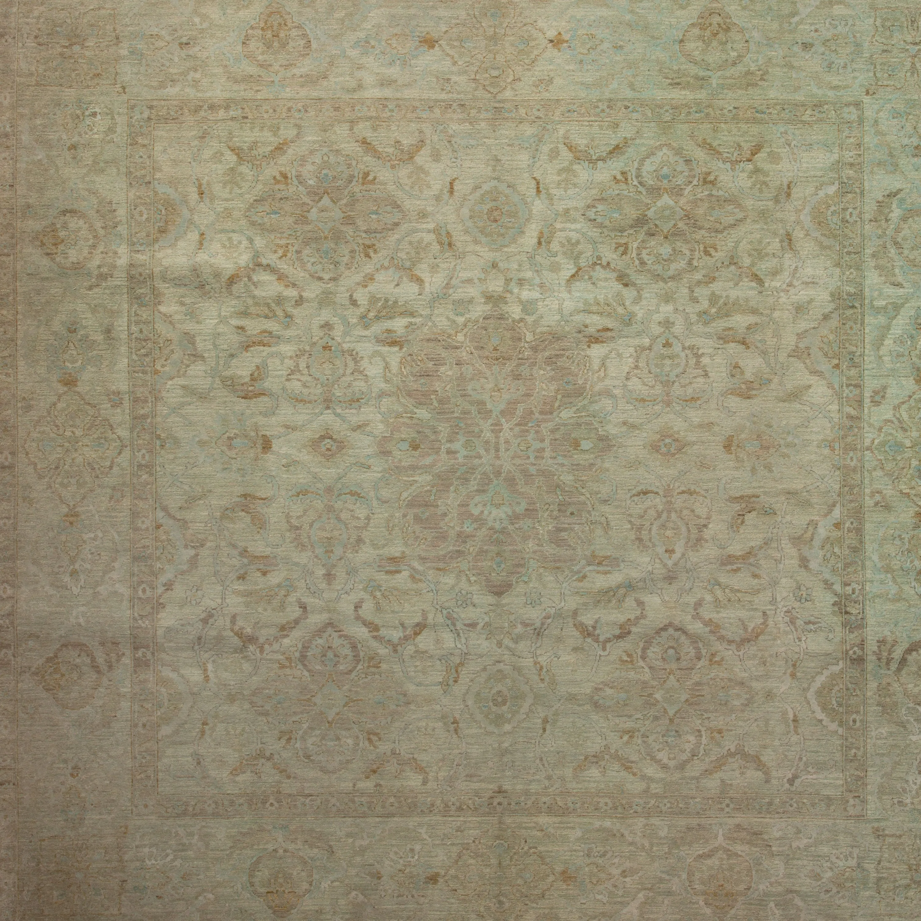 Grey Traditional Wool Silk Blend Rug - 9'1" x 9'2"