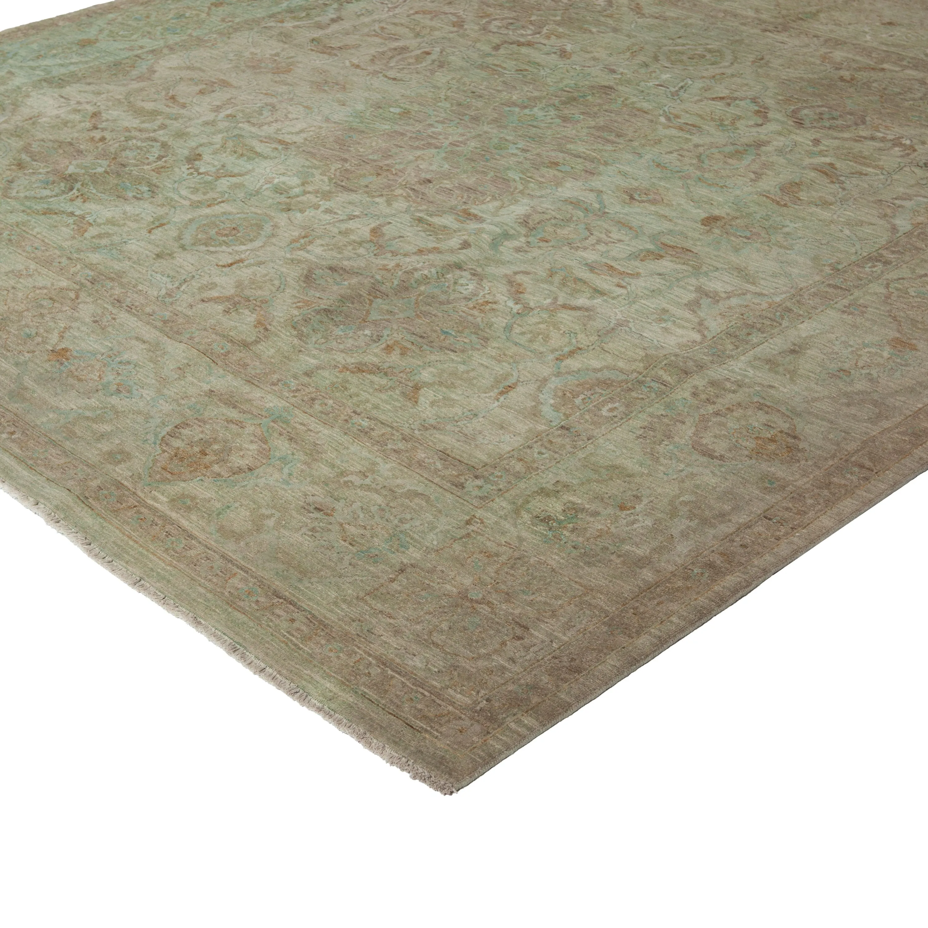 Grey Traditional Wool Silk Blend Rug - 9'1" x 9'2"