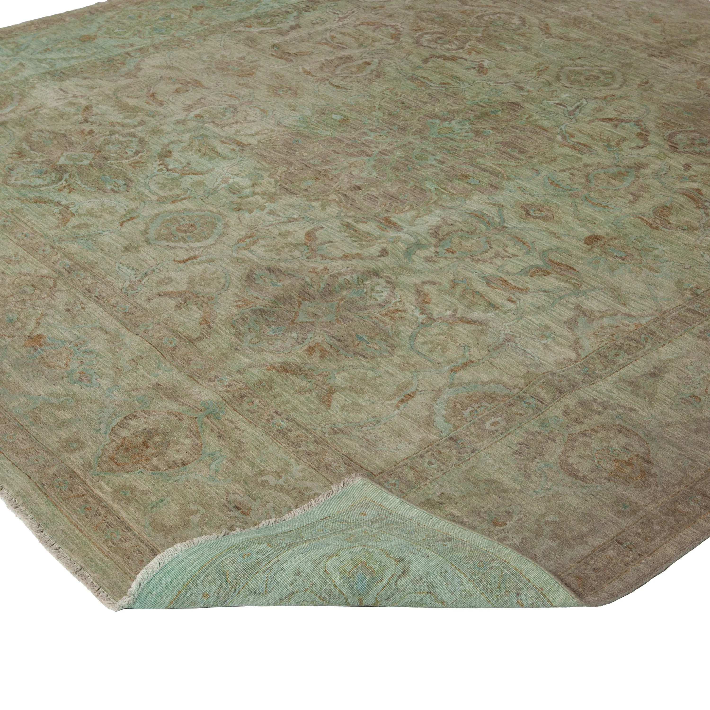 Grey Traditional Wool Silk Blend Rug - 9'1" x 9'2"