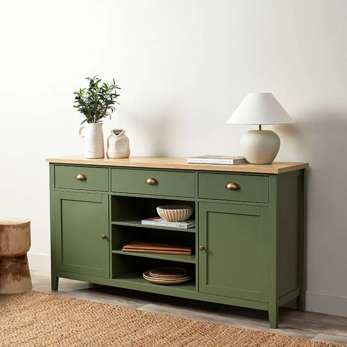 Hastings Buffet - Olive Green/Natural Mocka