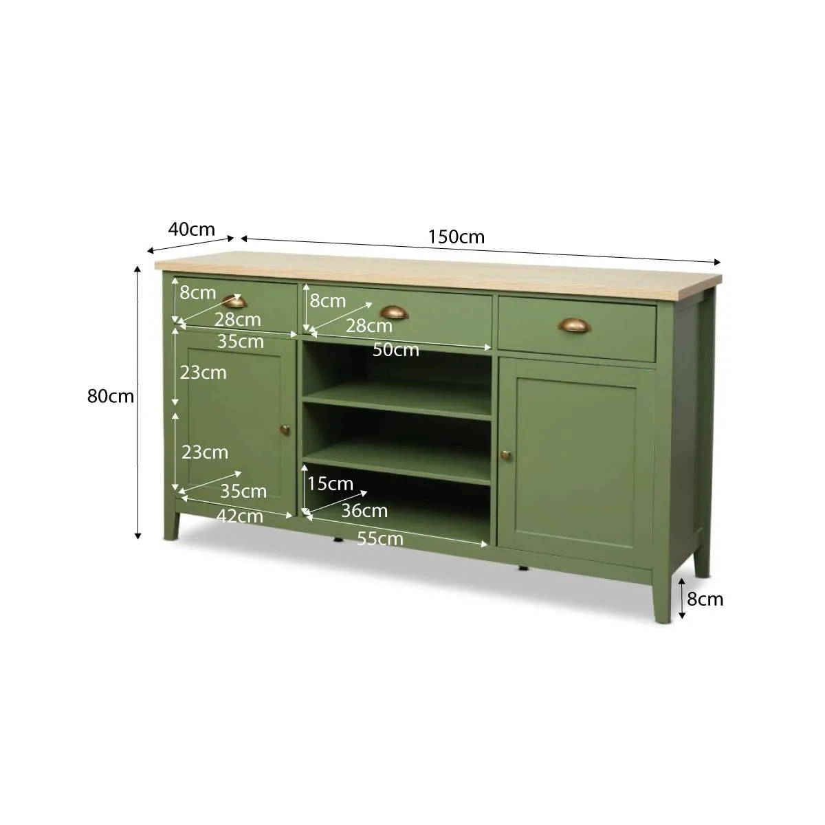 Hastings Buffet - Olive Green/Natural Mocka