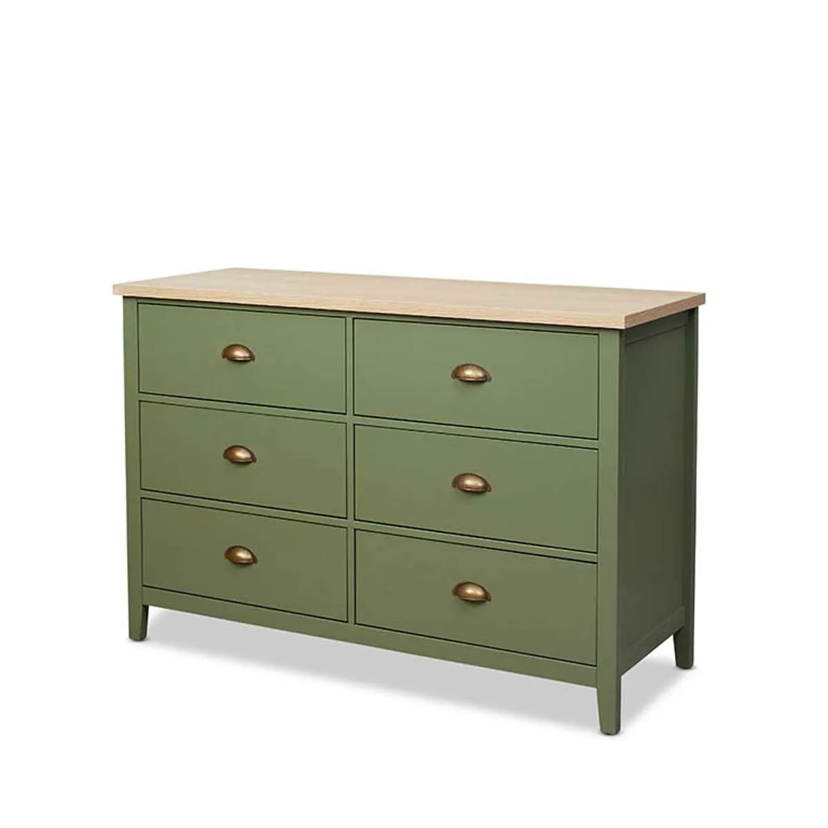 Hastings Six Drawer - Olive Green/Natural Mocka