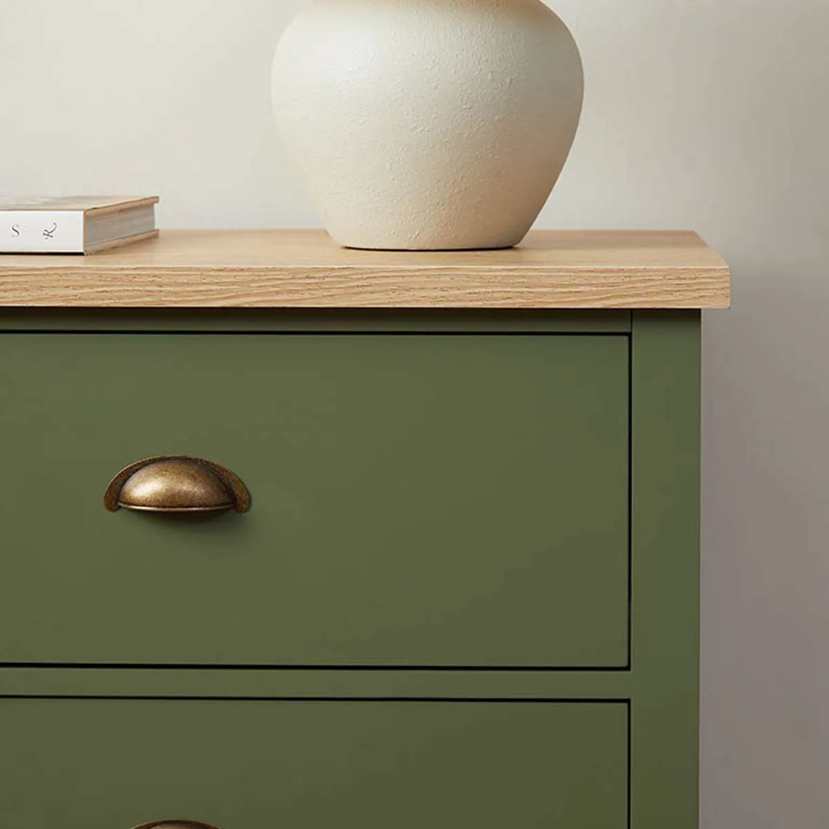 Hastings Six Drawer - Olive Green/Natural Mocka