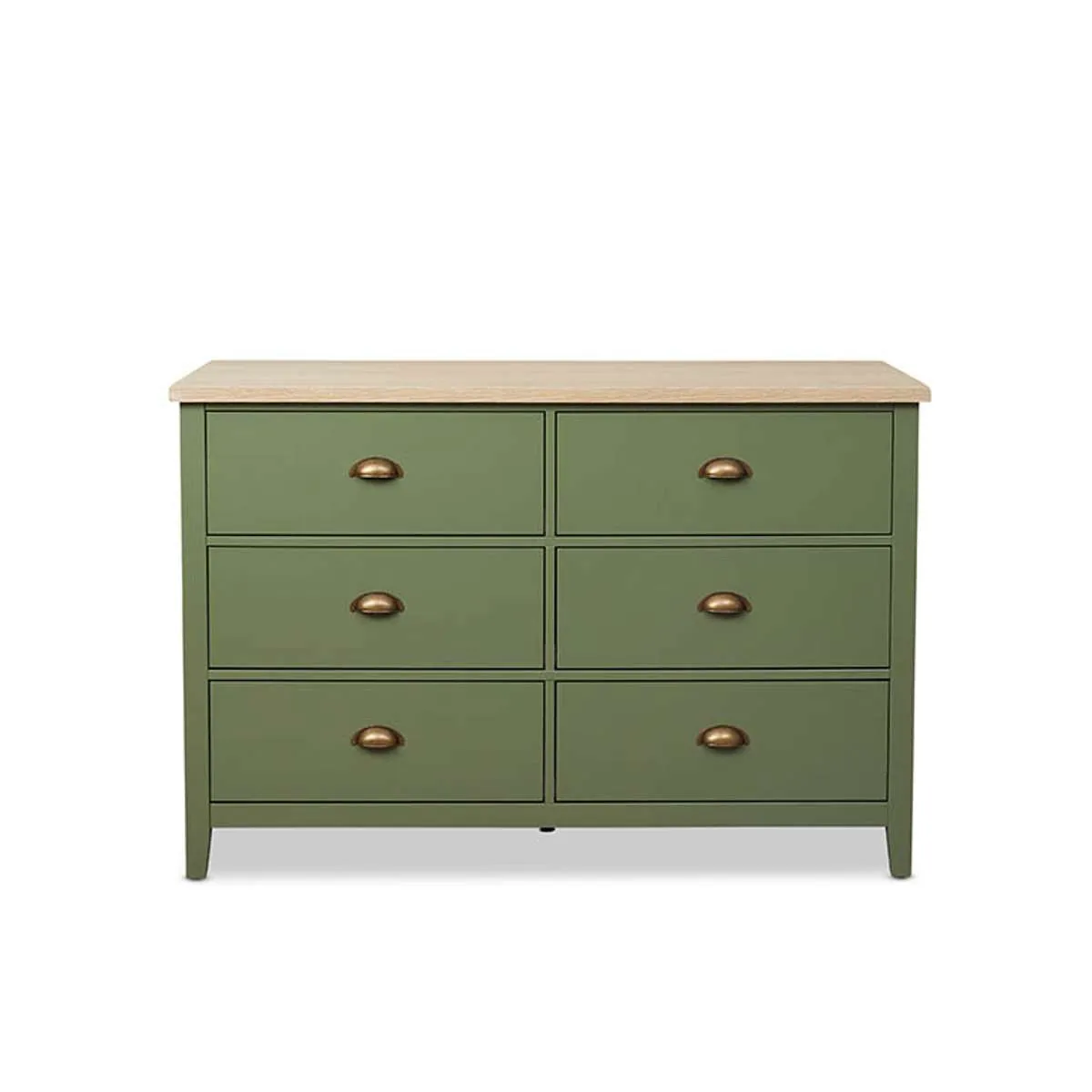 Hastings Six Drawer - Olive Green/Natural Mocka