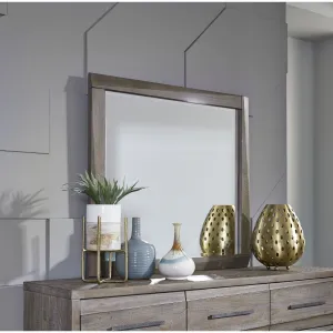Hearst Solid Wood Beveled Glass Mirror in Sahara Tan Modus