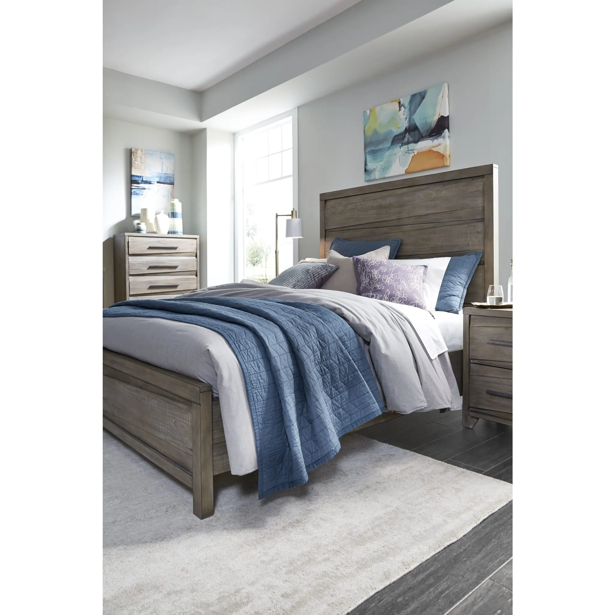 Hearst Solid Wood Panel Bed in Sahara Tan Modus