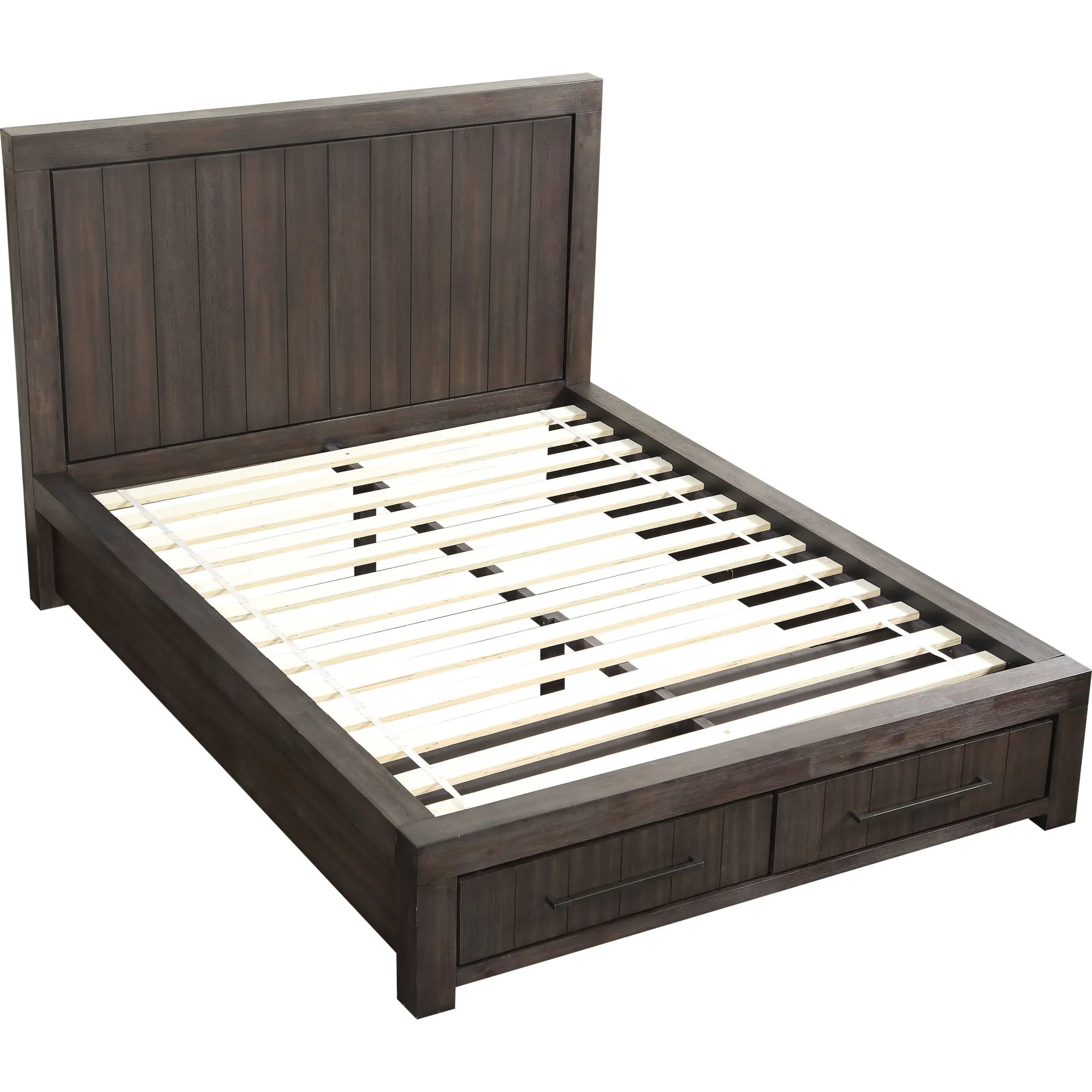 Heath Two Drawer Wood Storage Bed in Basalt Grey Modus
