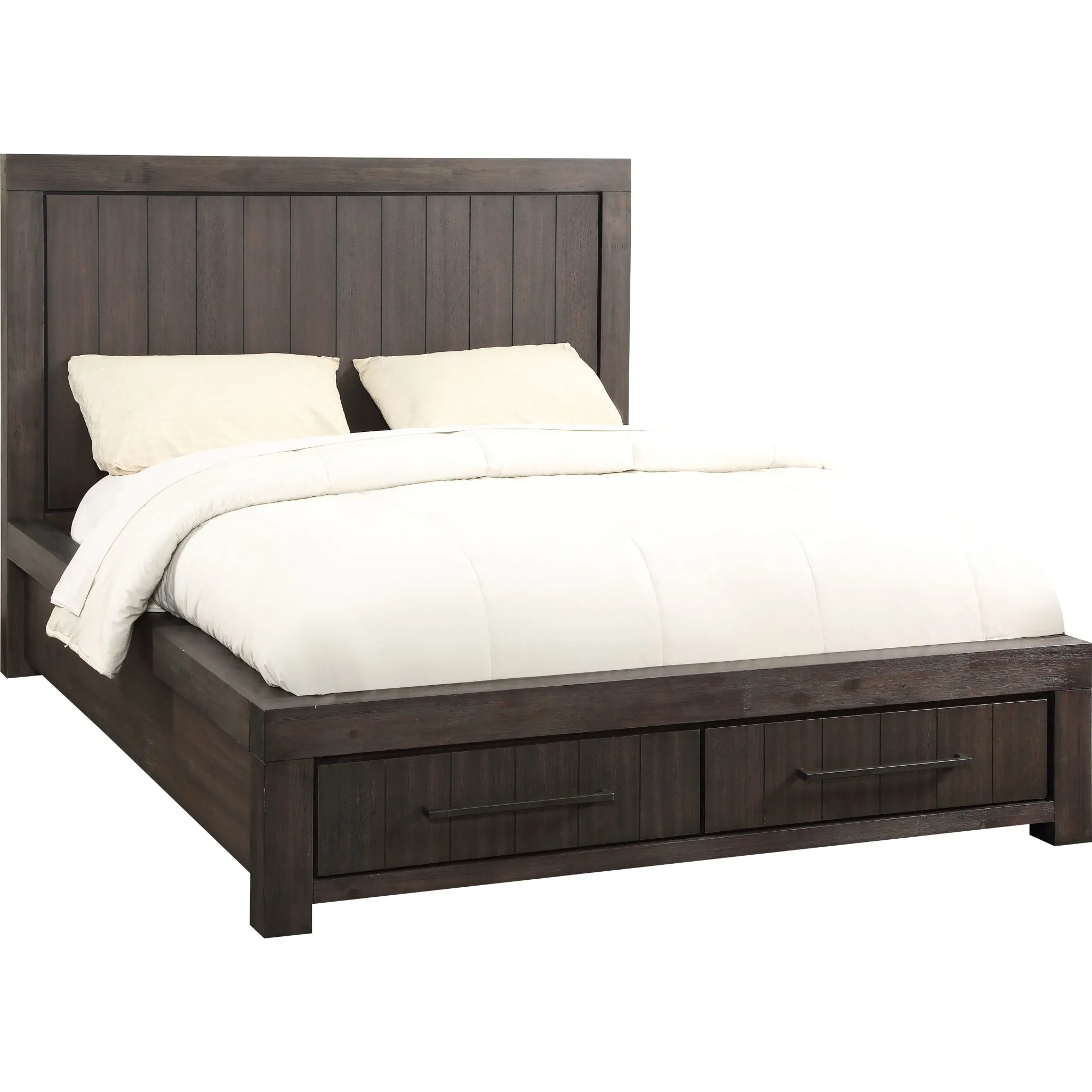 Heath Two Drawer Wood Storage Bed in Basalt Grey Modus