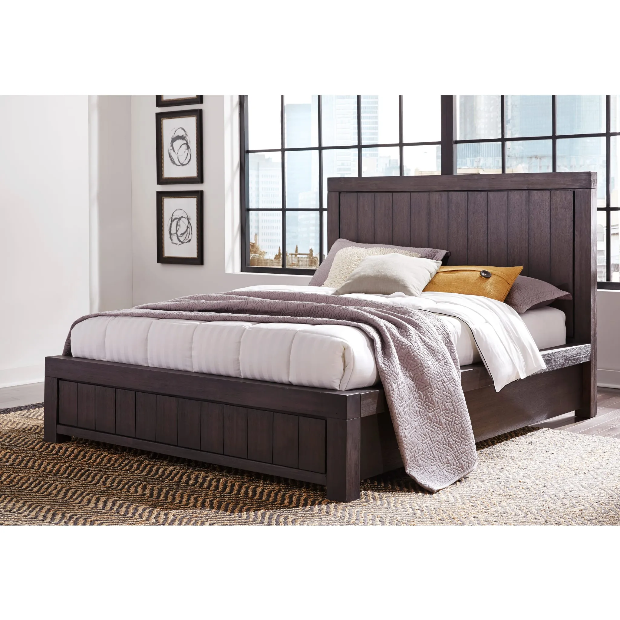 Heath Wood Platform Bed in Basalt Grey Modus