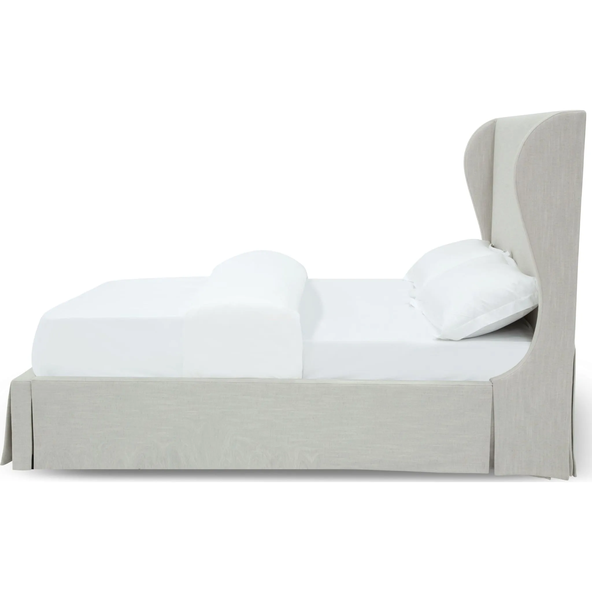 Hera Skirted Footboard Storage Panel Bed in Oatmeal Modus