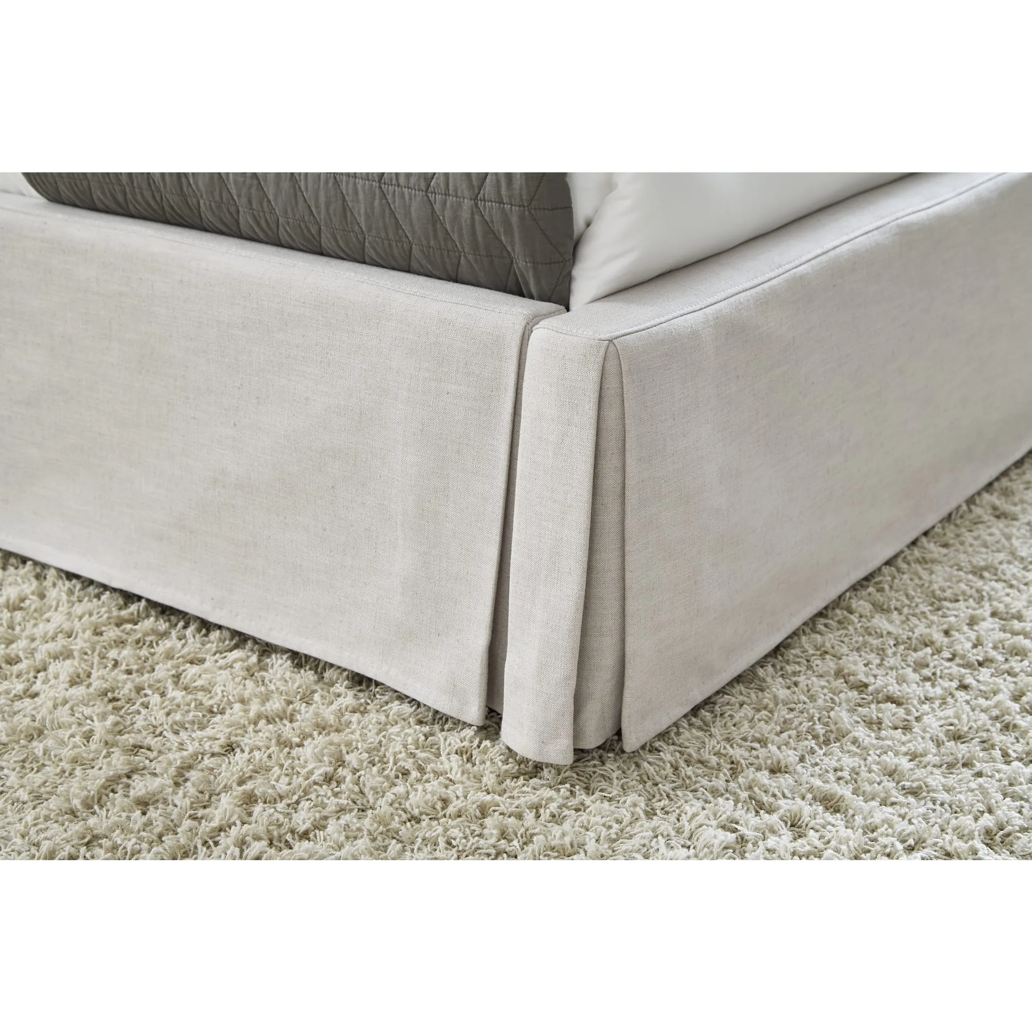 Hera Skirted Footboard Storage Panel Bed in Oatmeal Modus