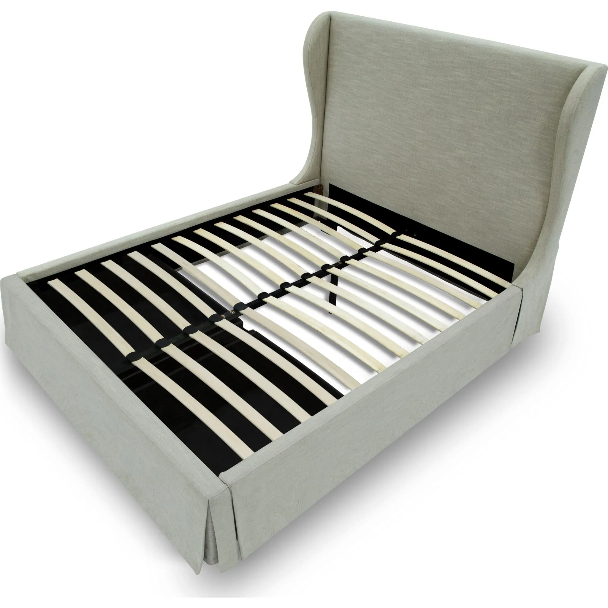 Hera Skirted Footboard Storage Panel Bed in Oatmeal Modus