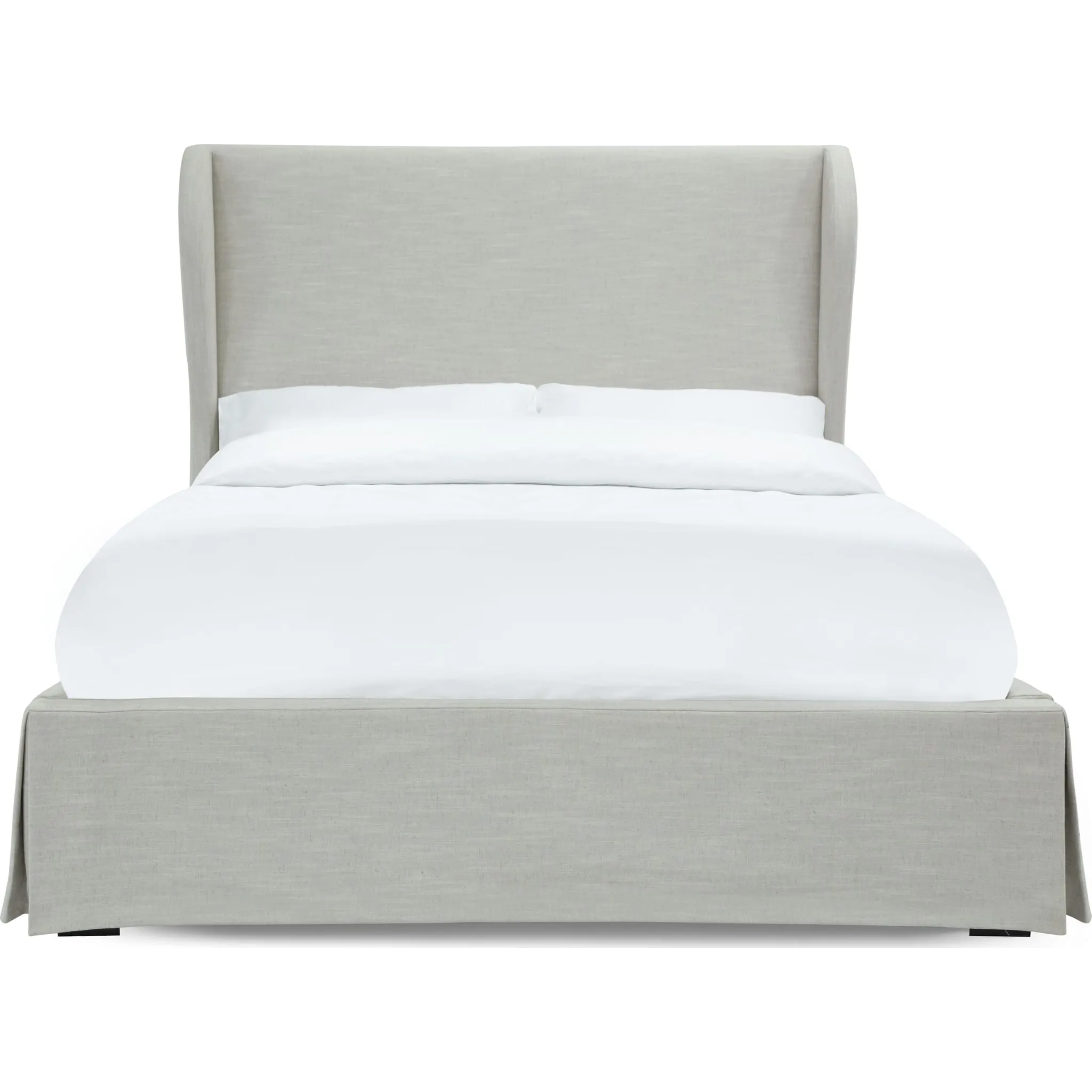 Hera Skirted Footboard Storage Panel Bed in Oatmeal Modus