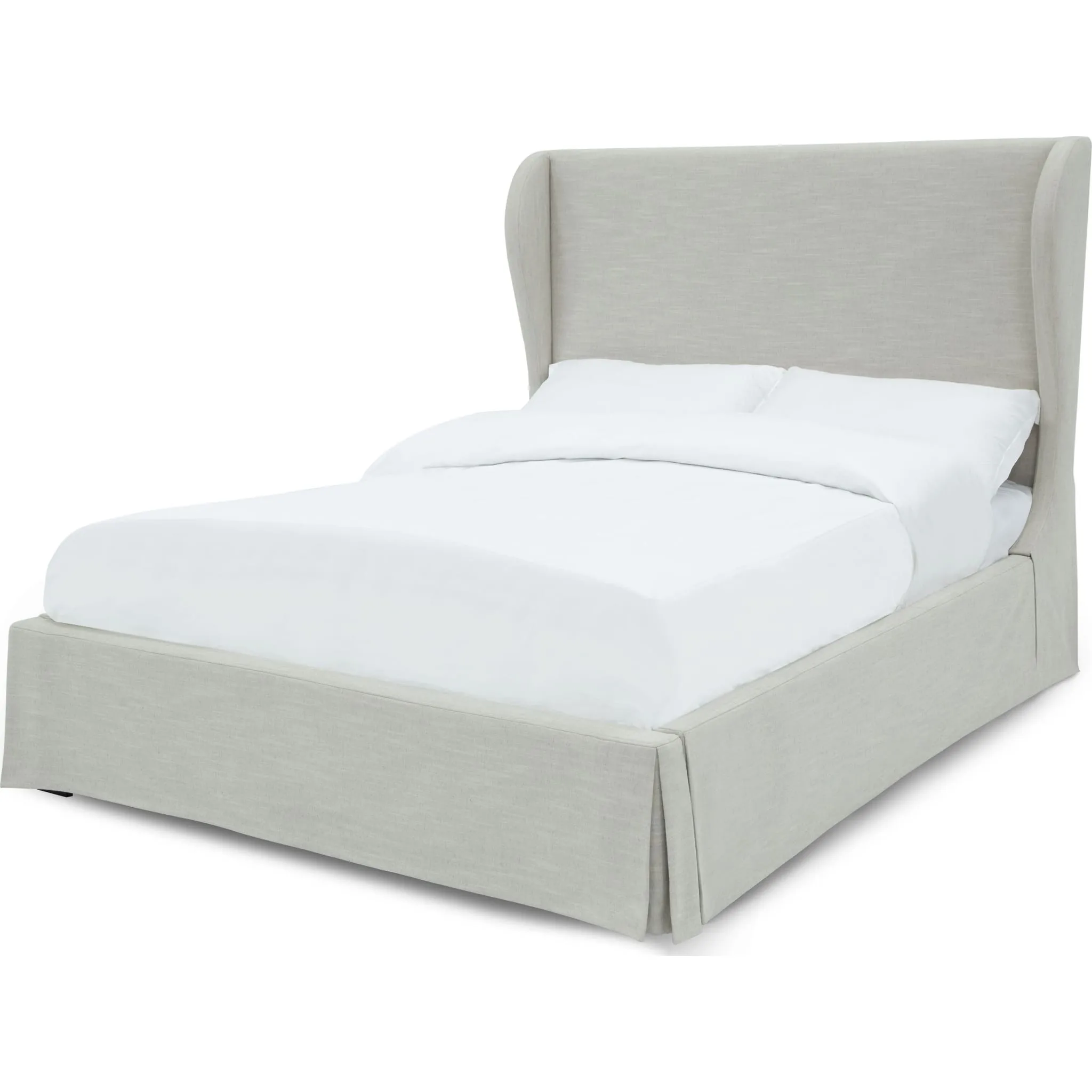 Hera Skirted Footboard Storage Panel Bed in Oatmeal Modus