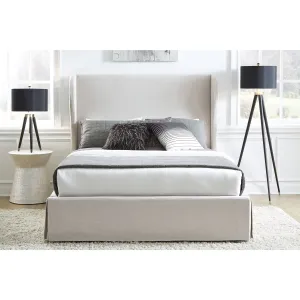 Hera Skirted Footboard Storage Panel Bed in Oatmeal Modus