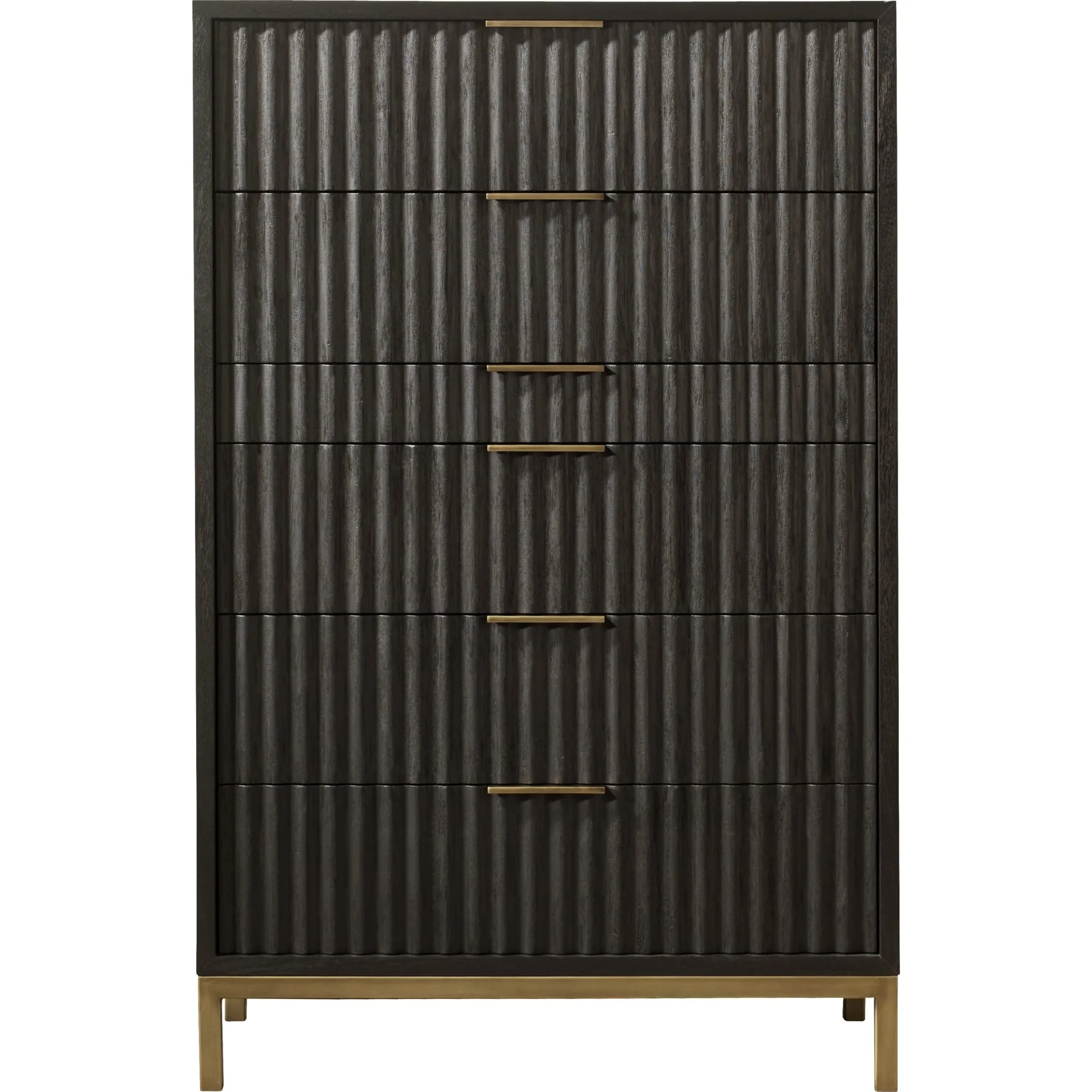 Kentfield Solid Wood Six Drawer Chest in Black Drifted Oak (2024) Modus