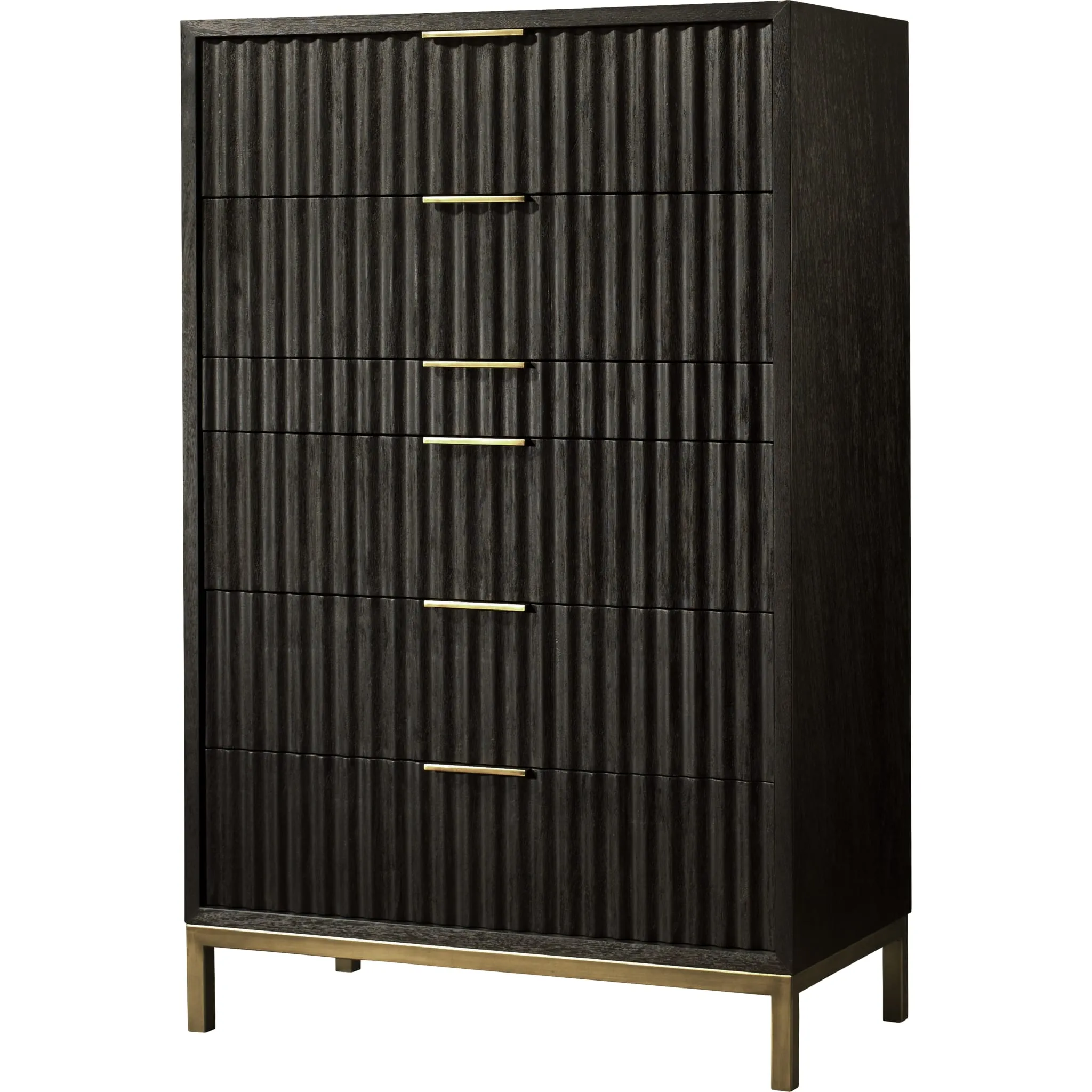 Kentfield Solid Wood Six Drawer Chest in Black Drifted Oak (2024) Modus