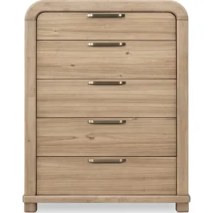 Kione Five Drawer Acacia Wood Chest in Lioness Modus