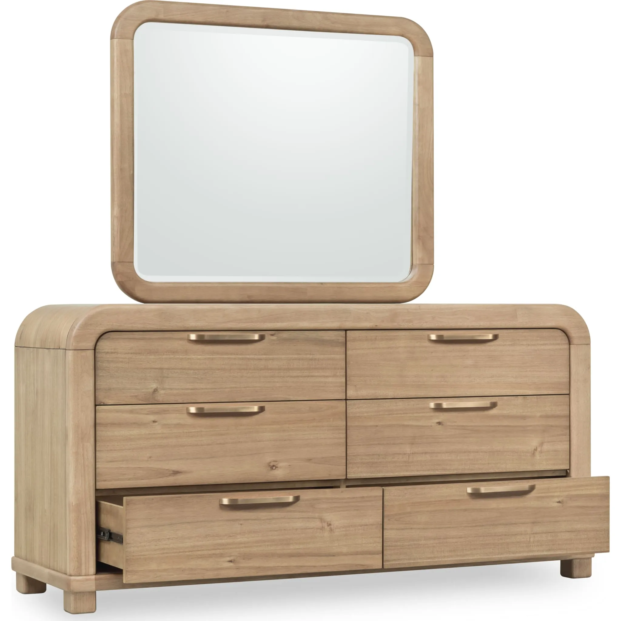 Kione Six Drawer Acacia Wood Dresser in Lioness Modus