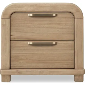 Kione Two Drawer Acacia Wood Nightstand in Lioness Modus