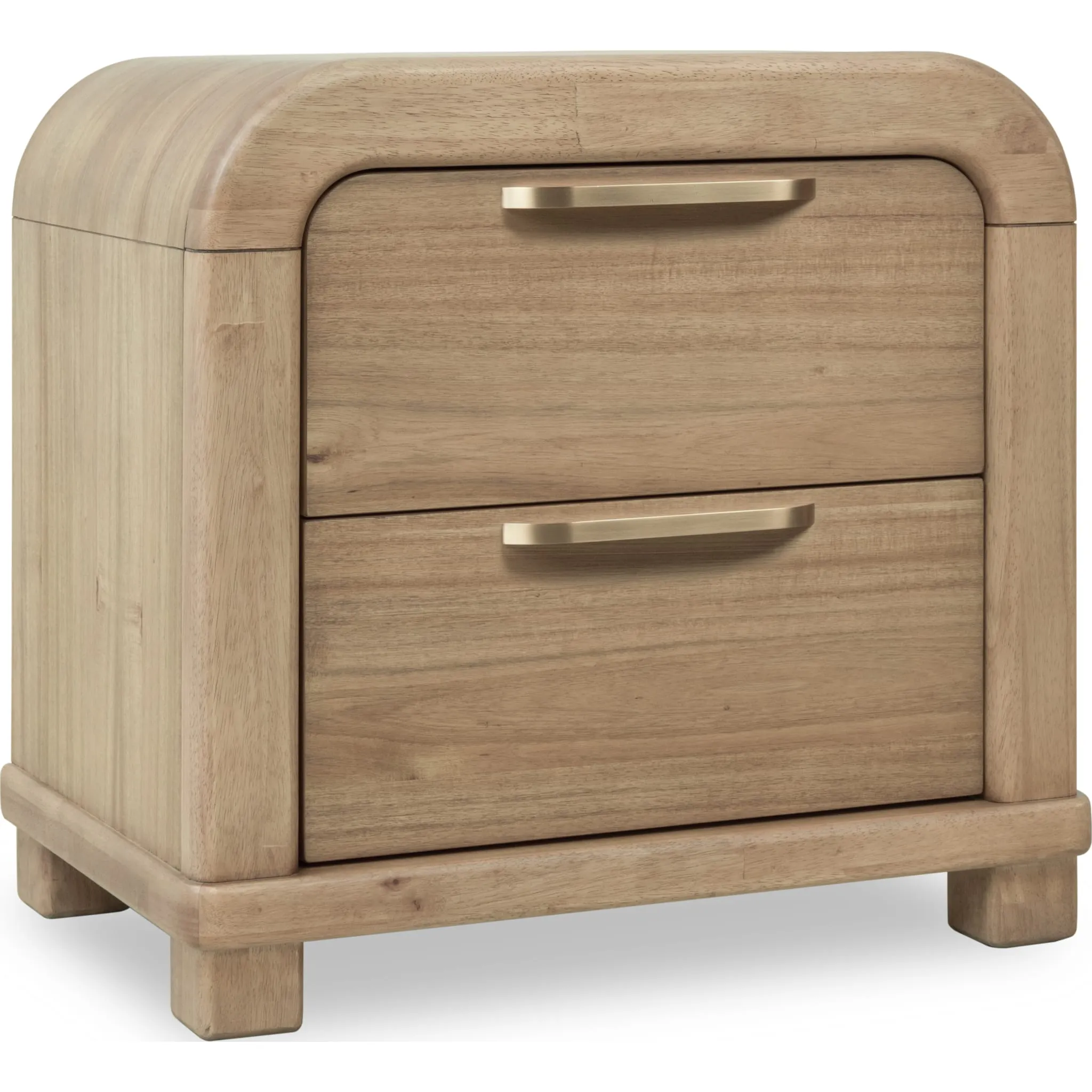 Kione Two Drawer Acacia Wood Nightstand in Lioness Modus