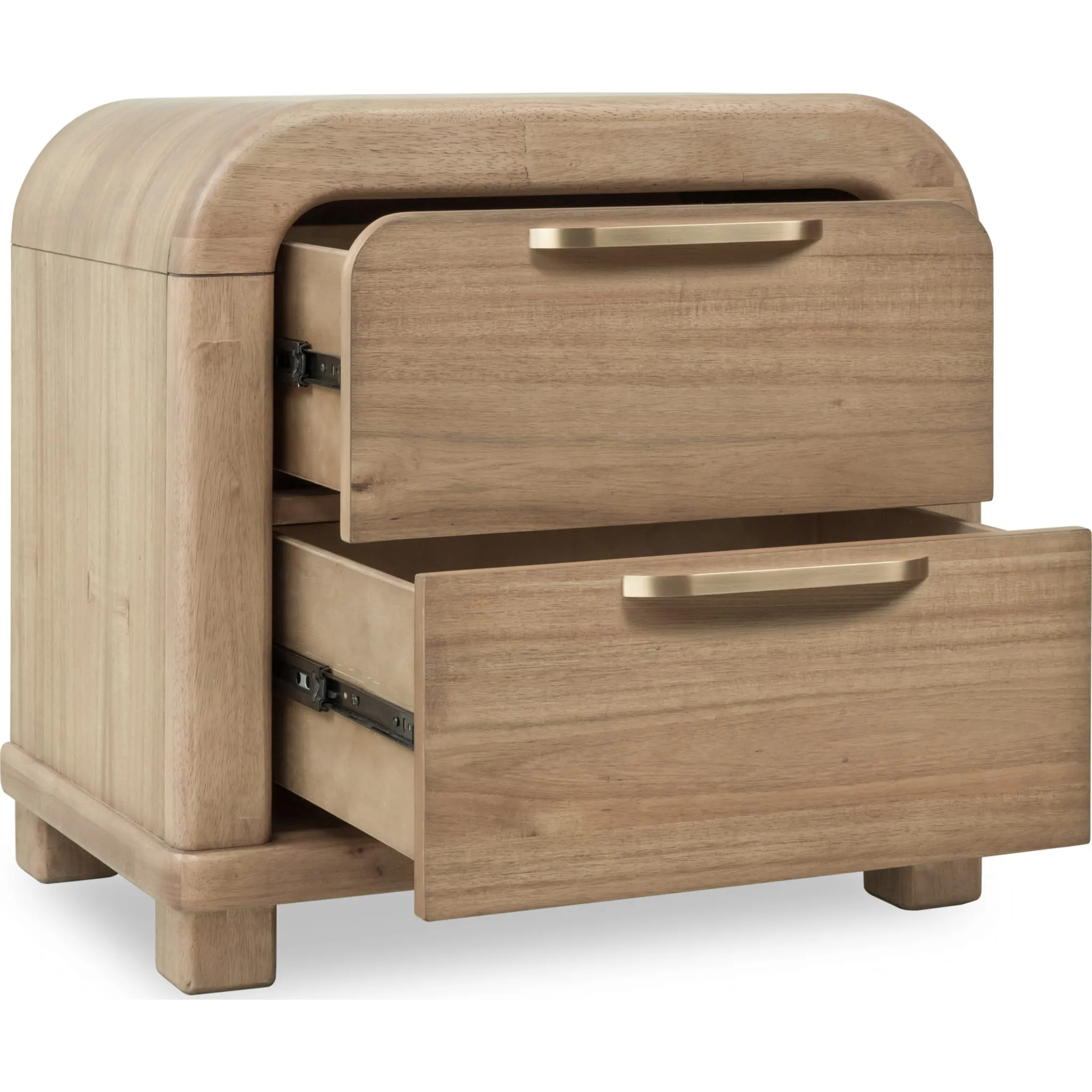 Kione Two Drawer Acacia Wood Nightstand in Lioness Modus