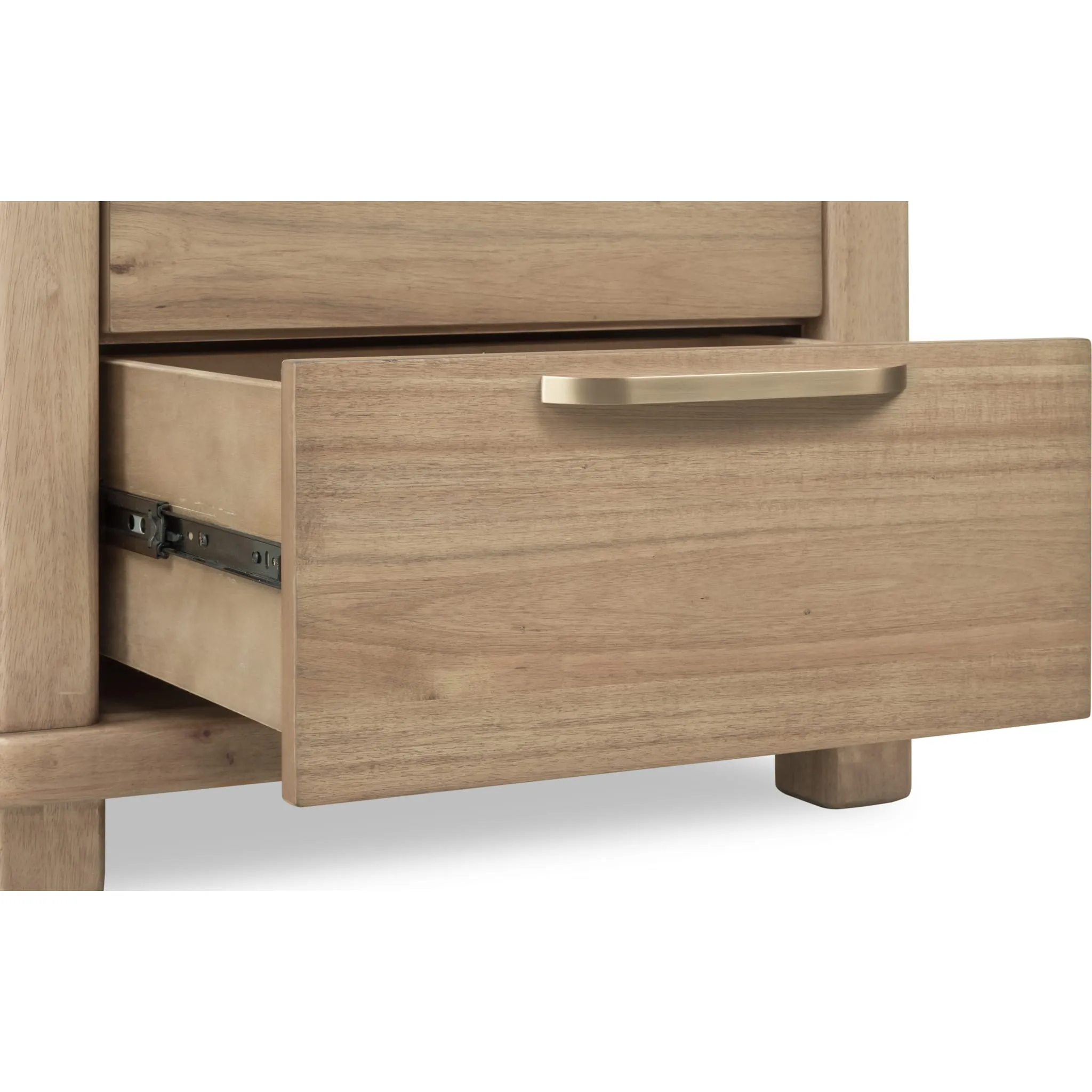 Kione Two Drawer Acacia Wood Nightstand in Lioness Modus