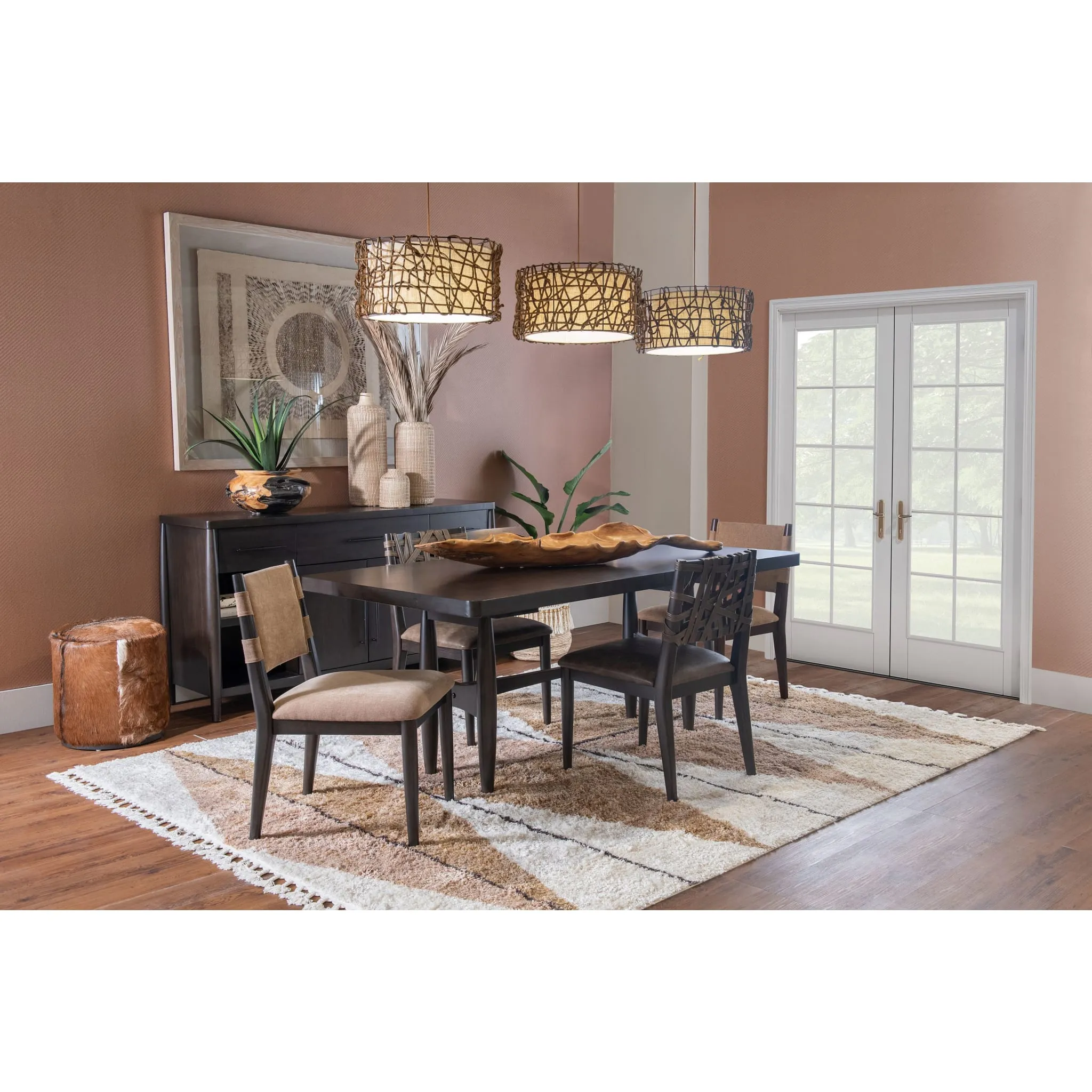 Koko Chenille Upholstered Dining Chair in Porcini and Minx Modus