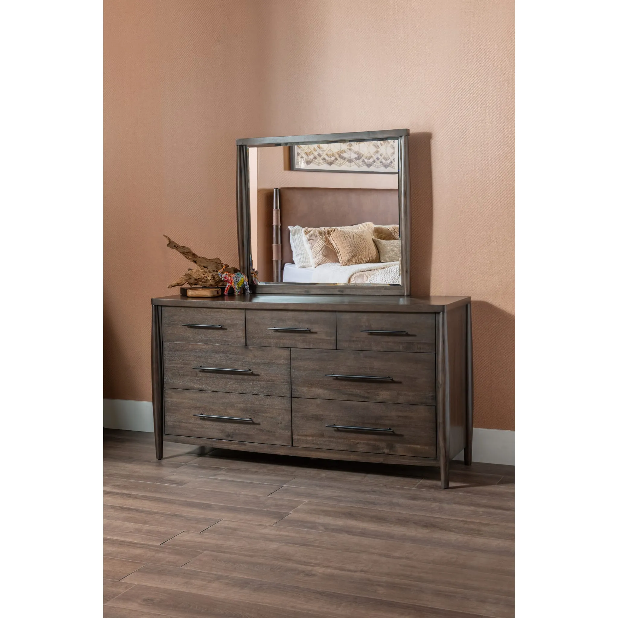 Koko Seven Drawer Acacia Wood Dresser in Minx Modus