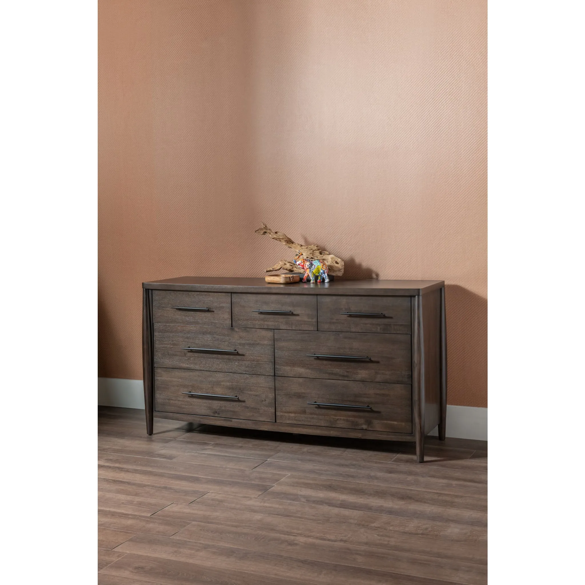 Koko Seven Drawer Acacia Wood Dresser in Minx Modus