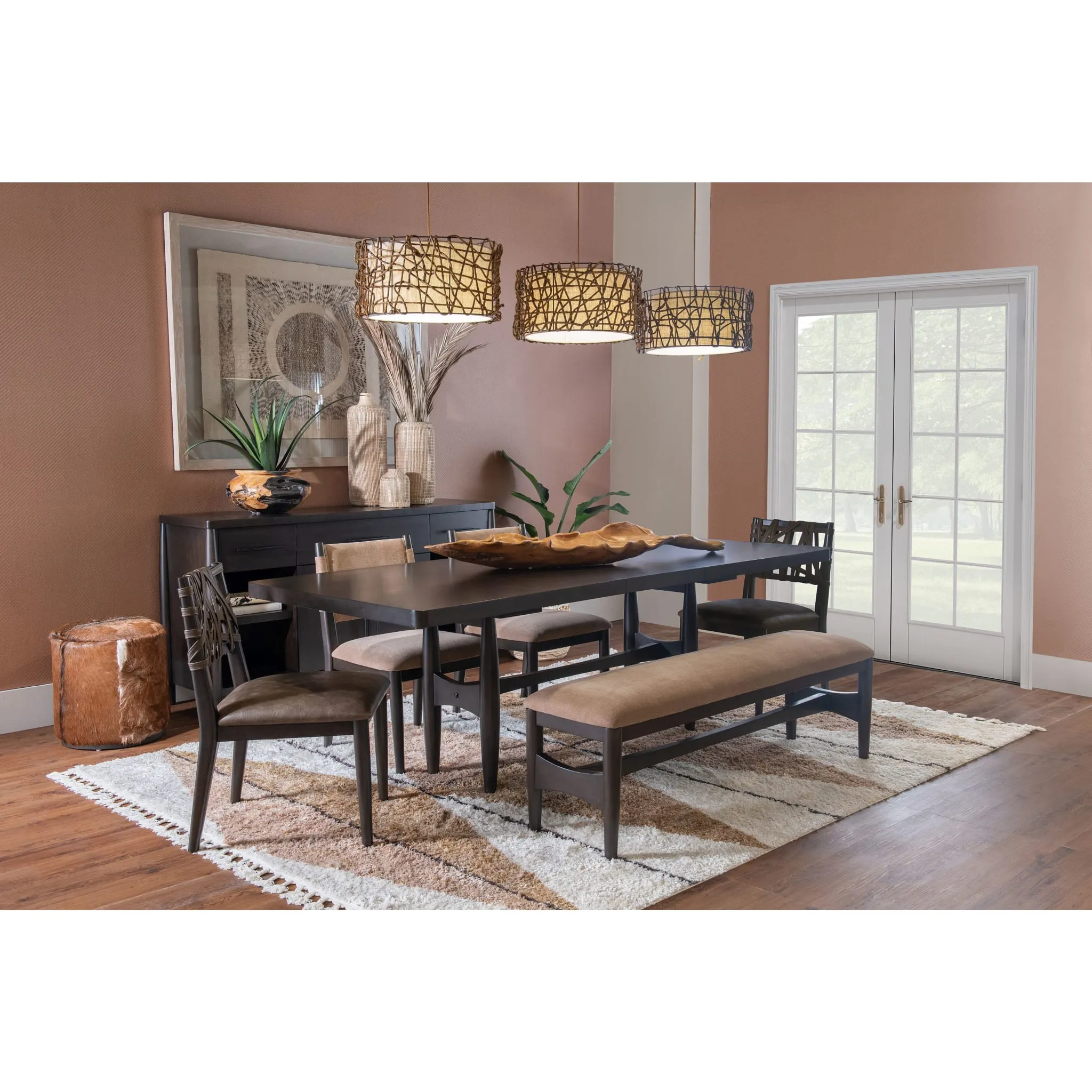 Koko Upholstered Dining Bench in Minx Modus