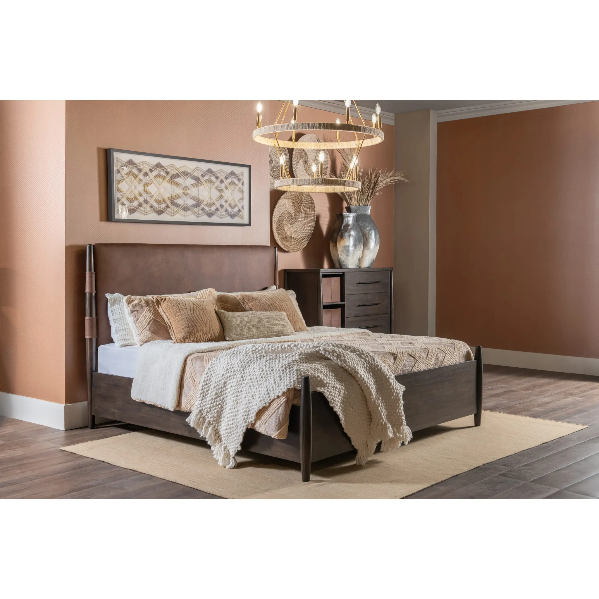 Koko Upholstered Panel Bed in Minx Modus
