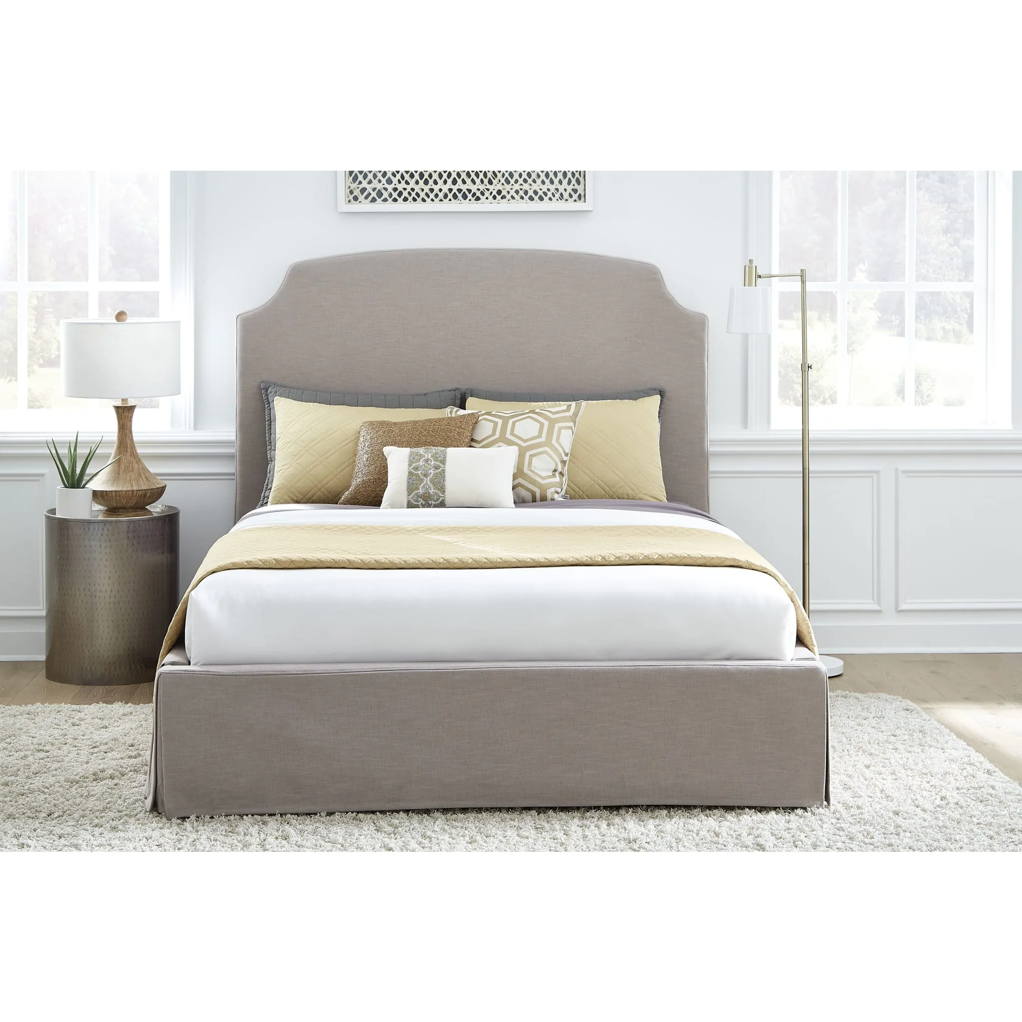 Laurel UpholsteredSkirted Panel Bed in Wheat Modus