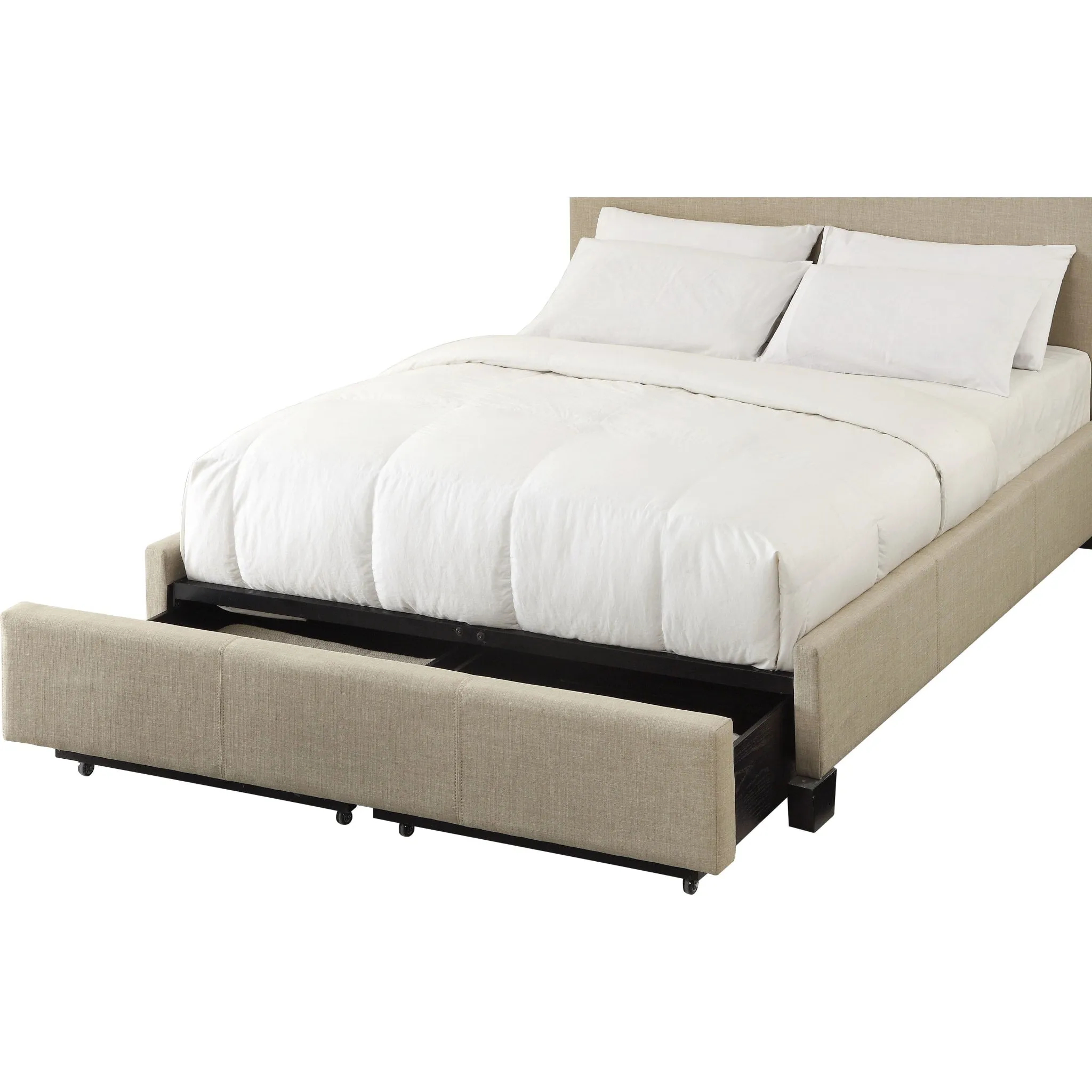 Levi Tufted Footboard Storage Bed in Toast Linen Modus