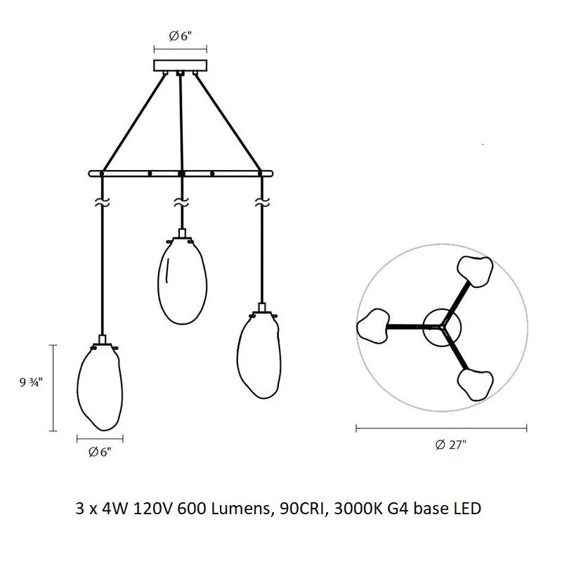 Liquid Large Spreader Multi Light Pendant Light