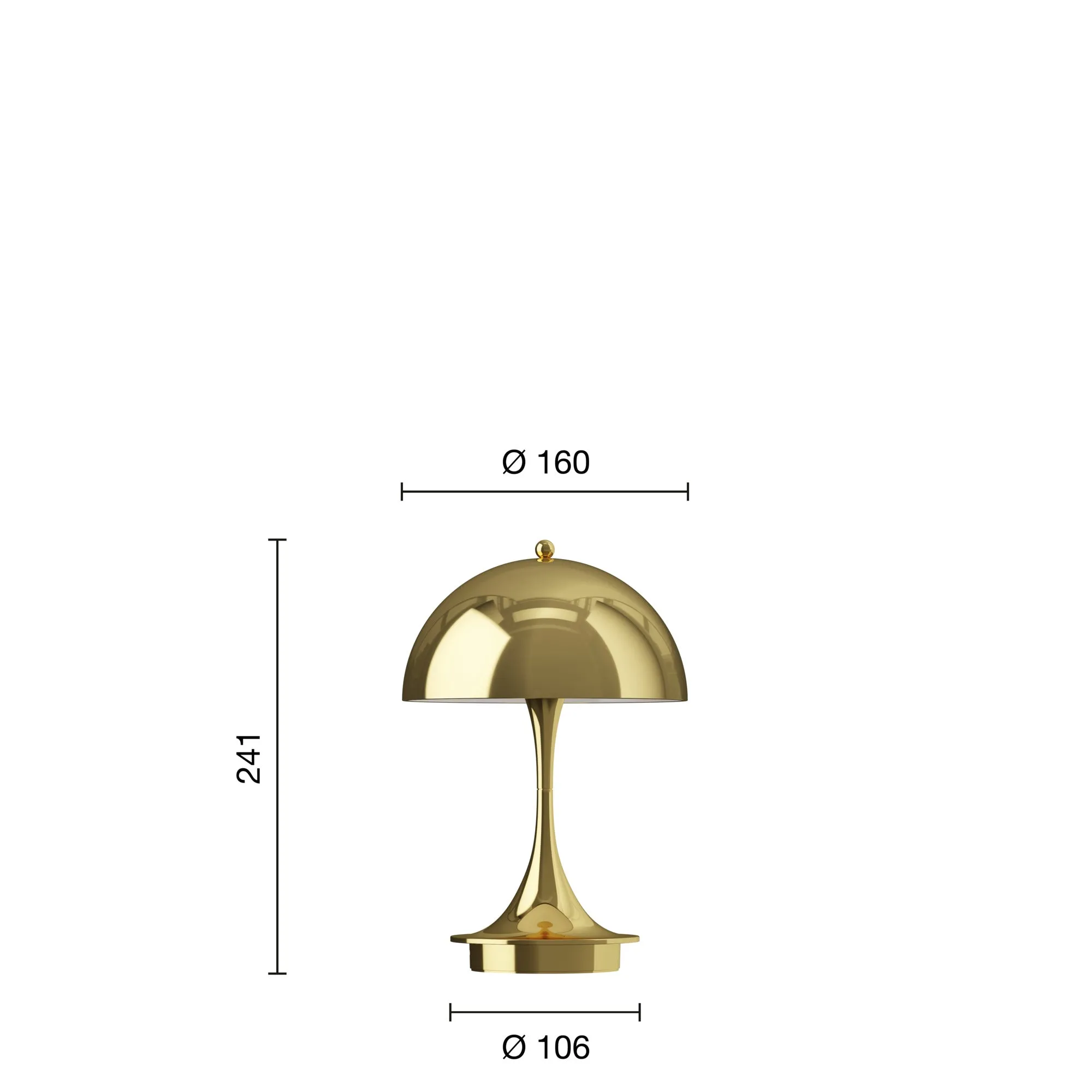 Louis Poulsen Panthella 160 Portable Table Lamp V3, Brass Metallised